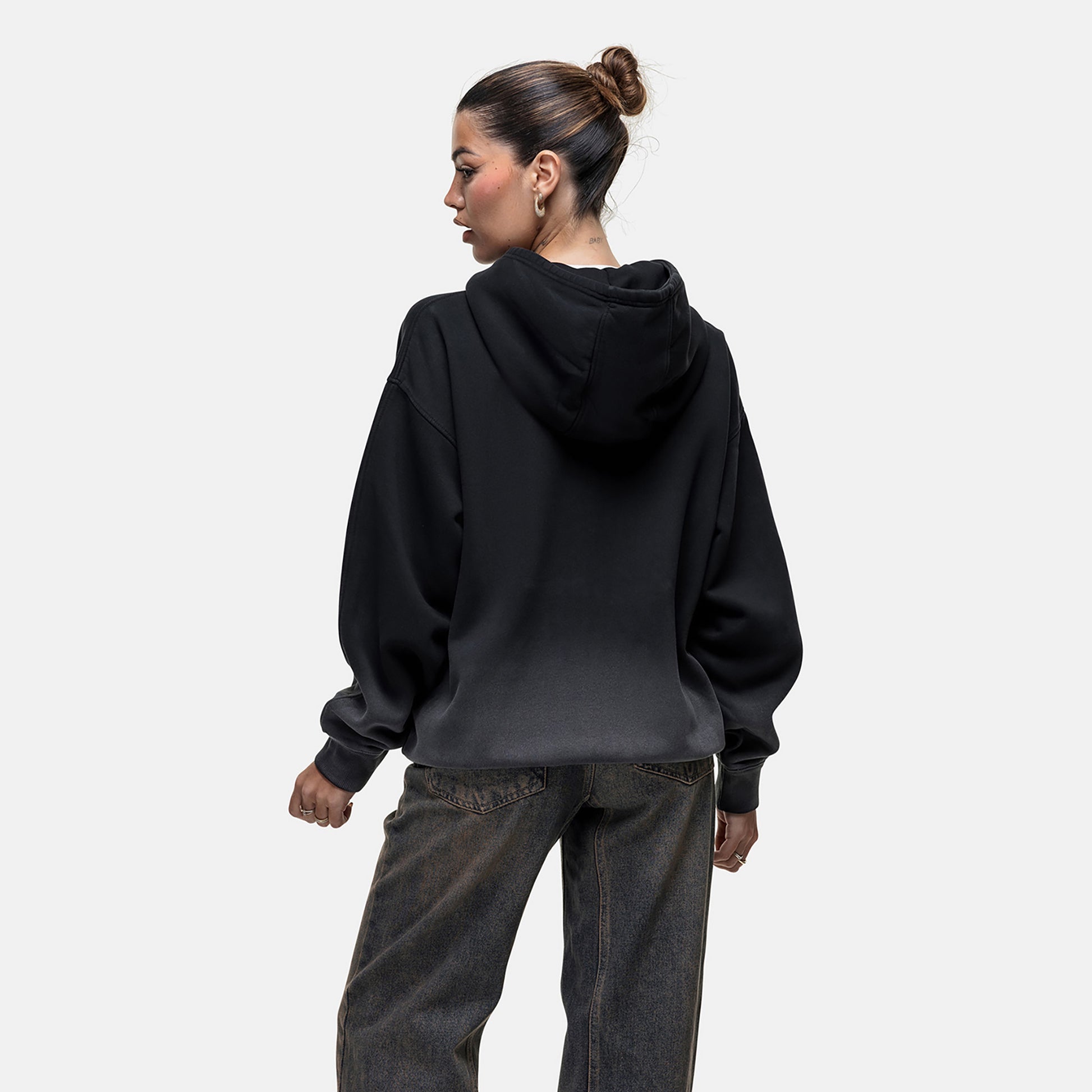 Good For Nothing Black Spray Effect Relaxed Zip Through Hoodie - Black Image 2