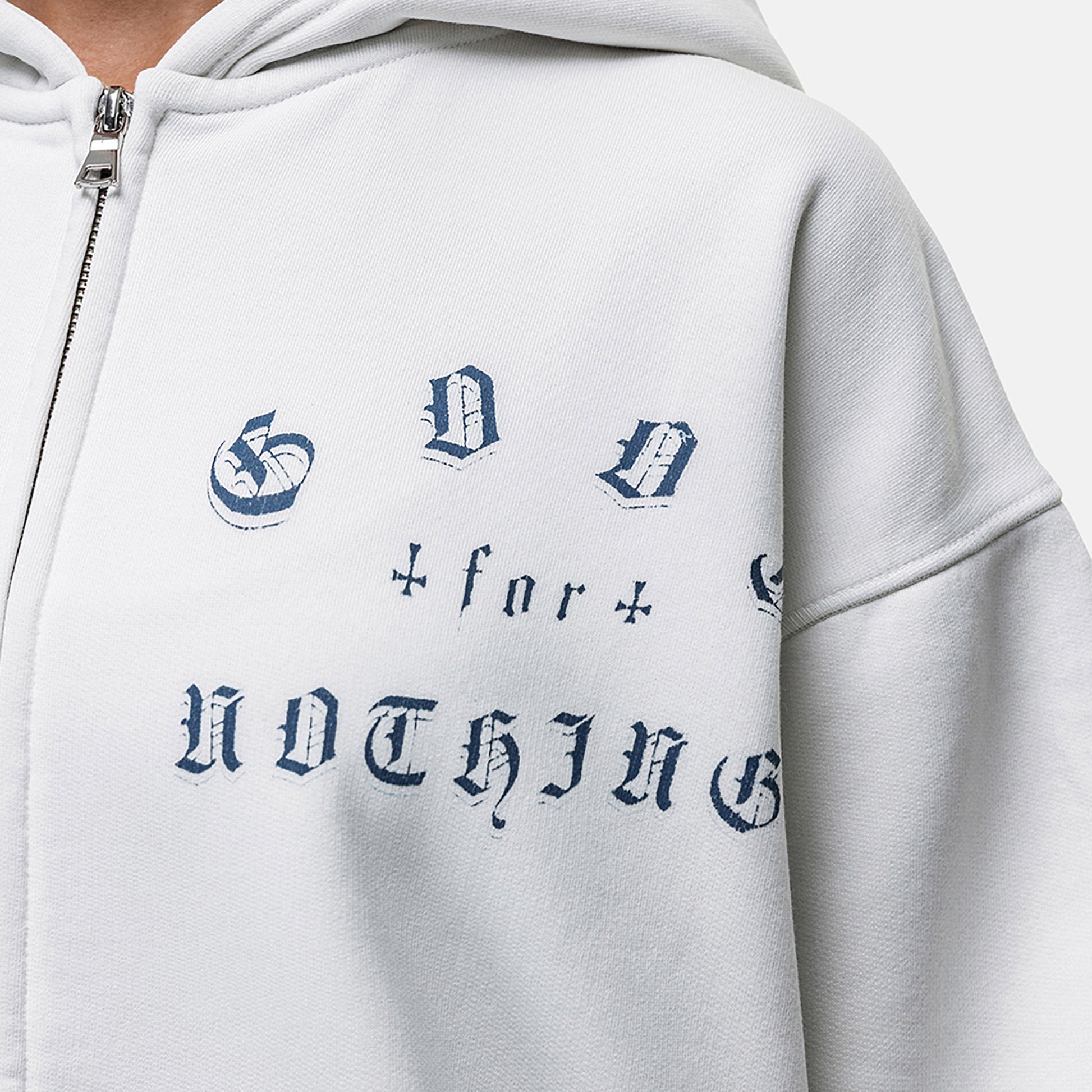 Good For Nothing White Spray Effect Relaxed Zip Through Hoodie - White Image 2