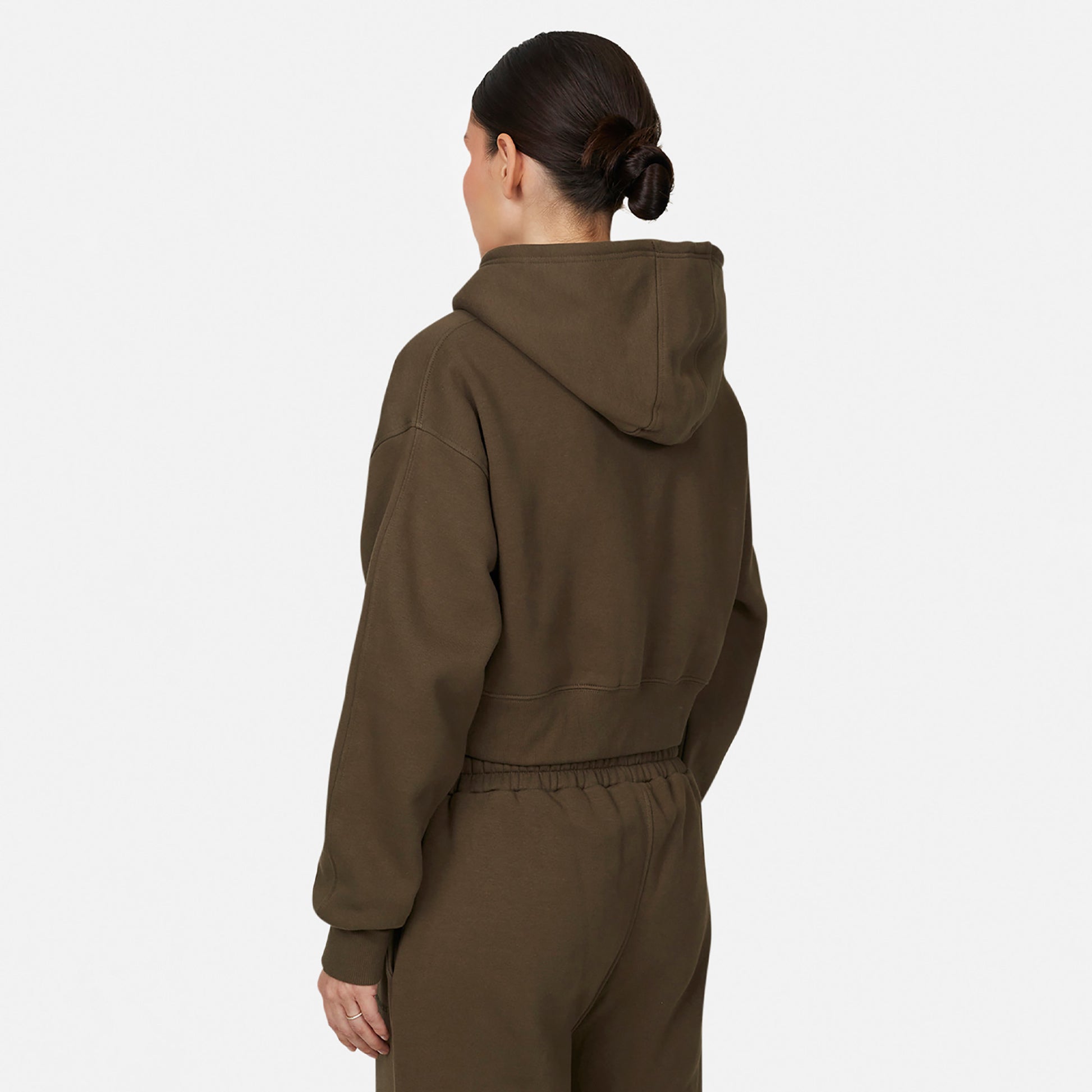 Good For Nothing Brown Tonal Cropped Zip Hoodie - Brown Image 2