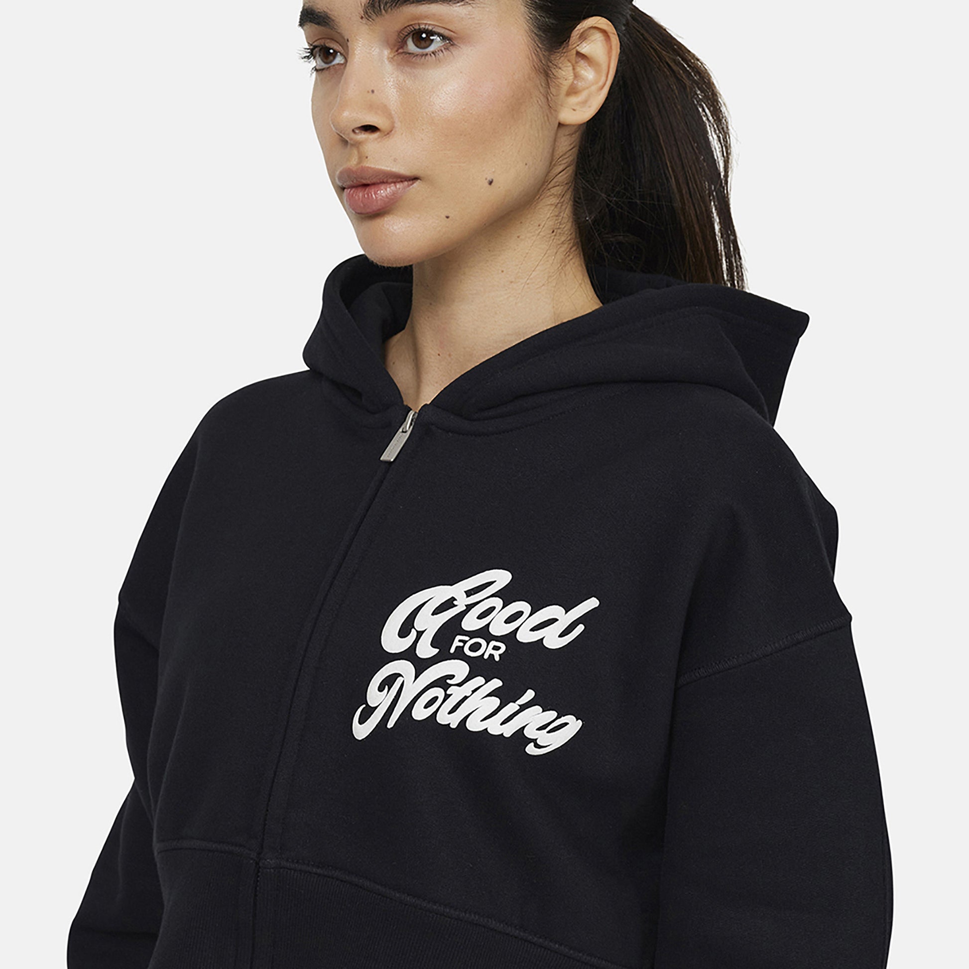 Good For Nothing Black Relaxed Hoodie - Black Image 2