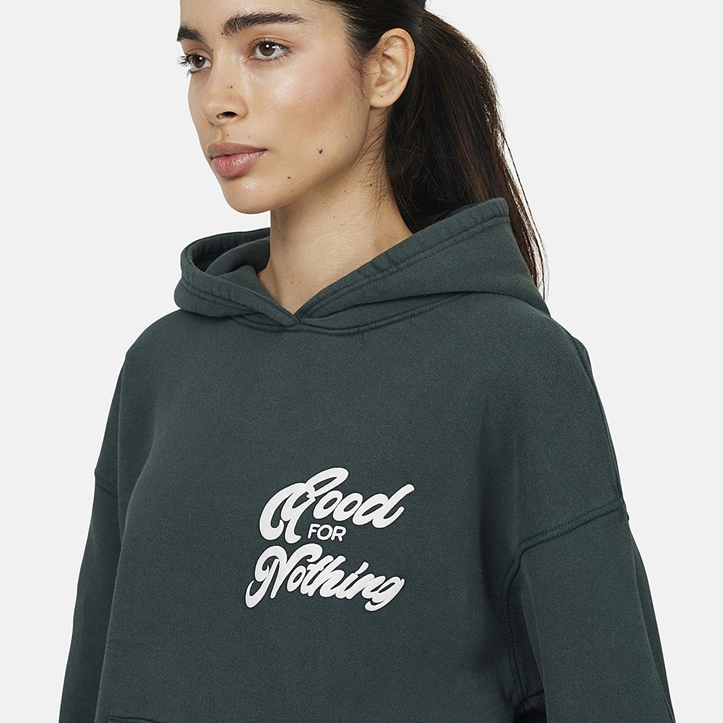 Good For Nothing Green Relaxed Hoodie - Green Image 3