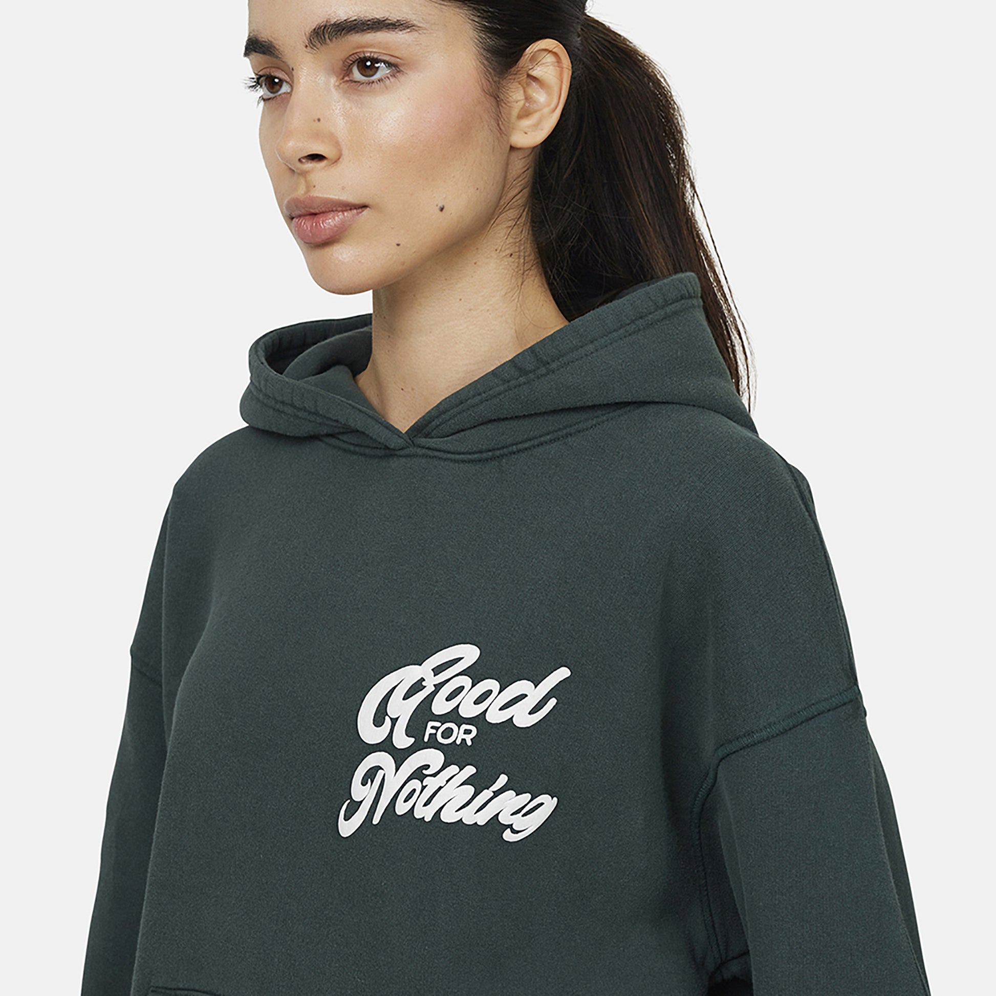 Good For Nothing Green Relaxed Hoodie - Green Image 3