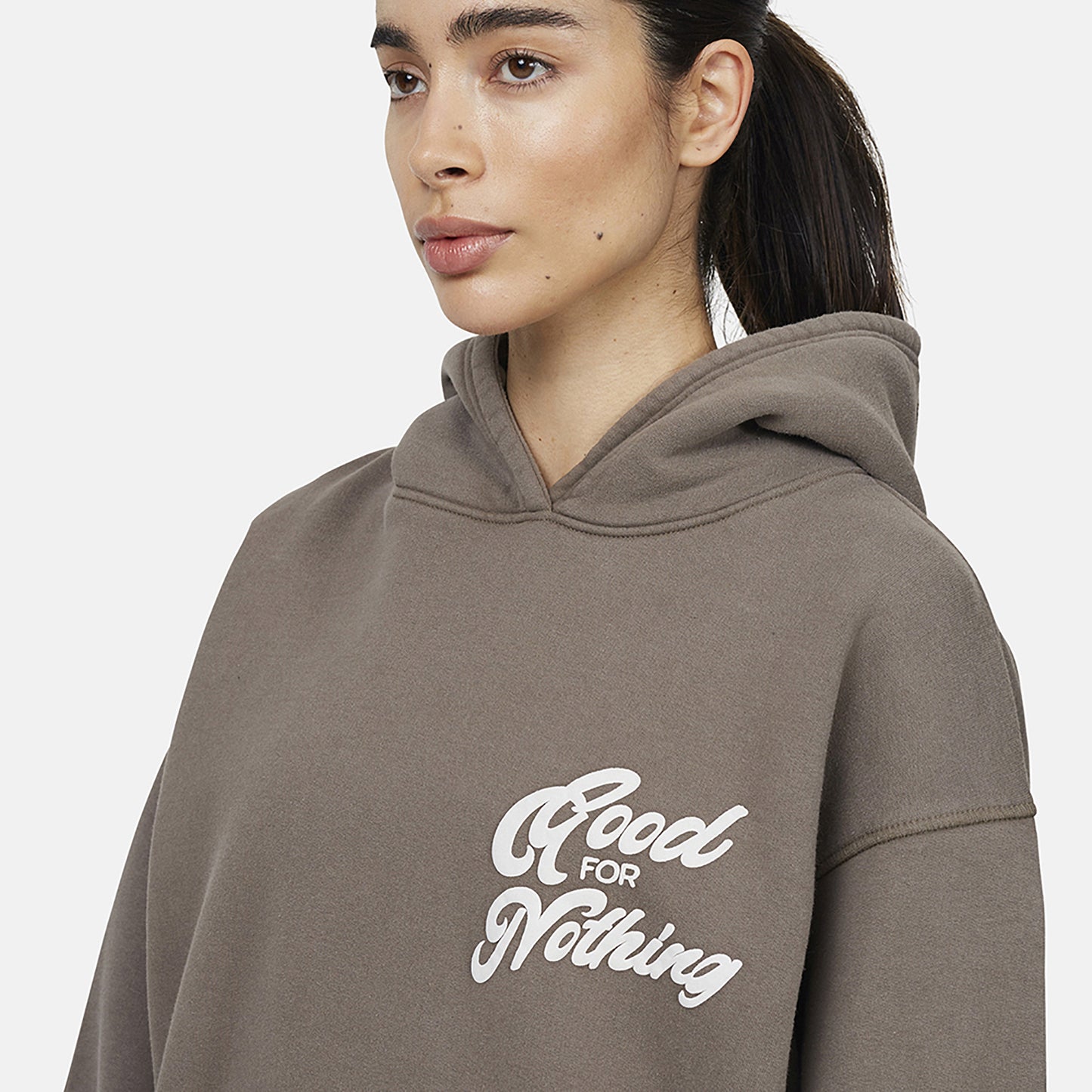 Good For Nothing Taupe Relaxed Hoodie - Taupe Image 3