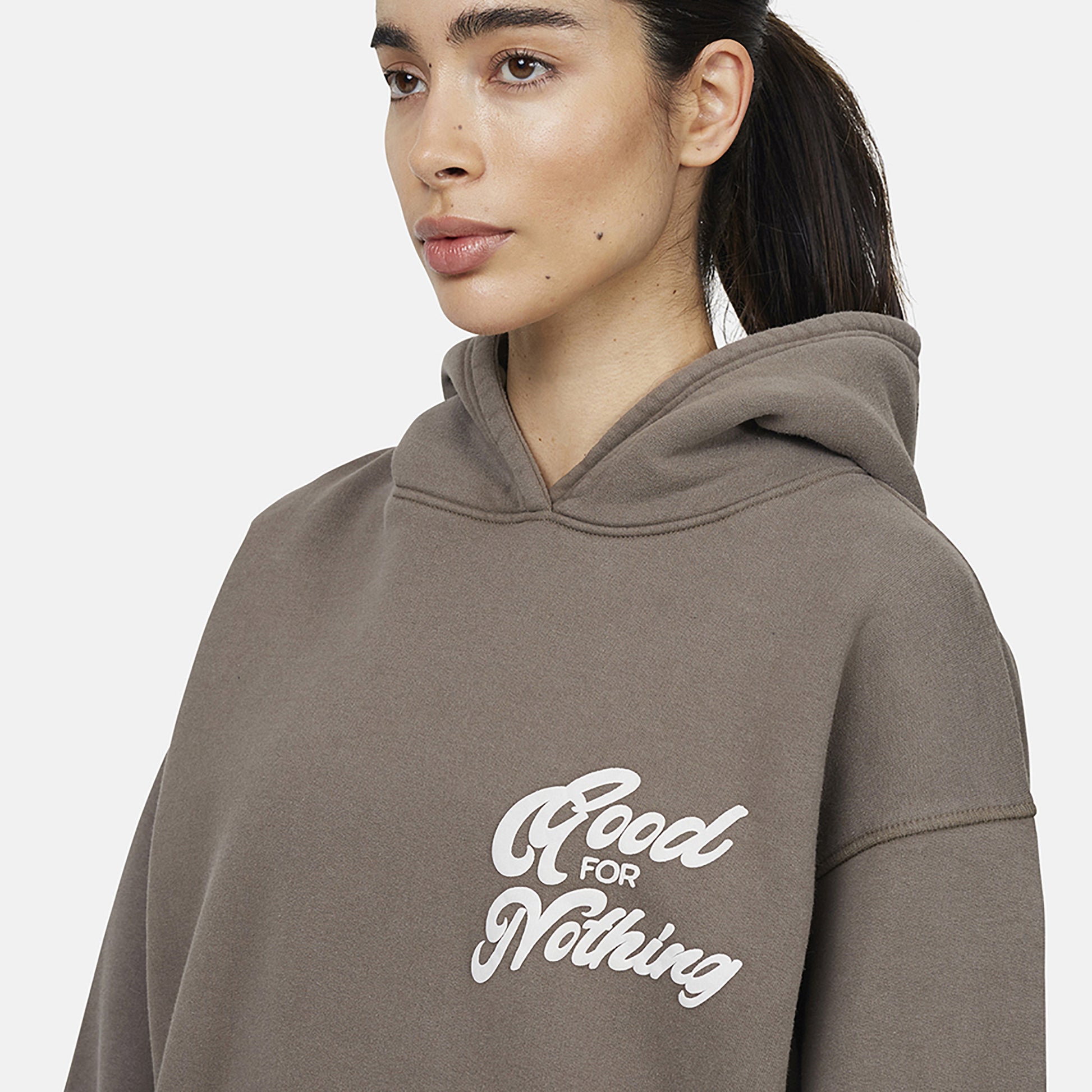 Good For Nothing Taupe Relaxed Hoodie - Taupe Image 3