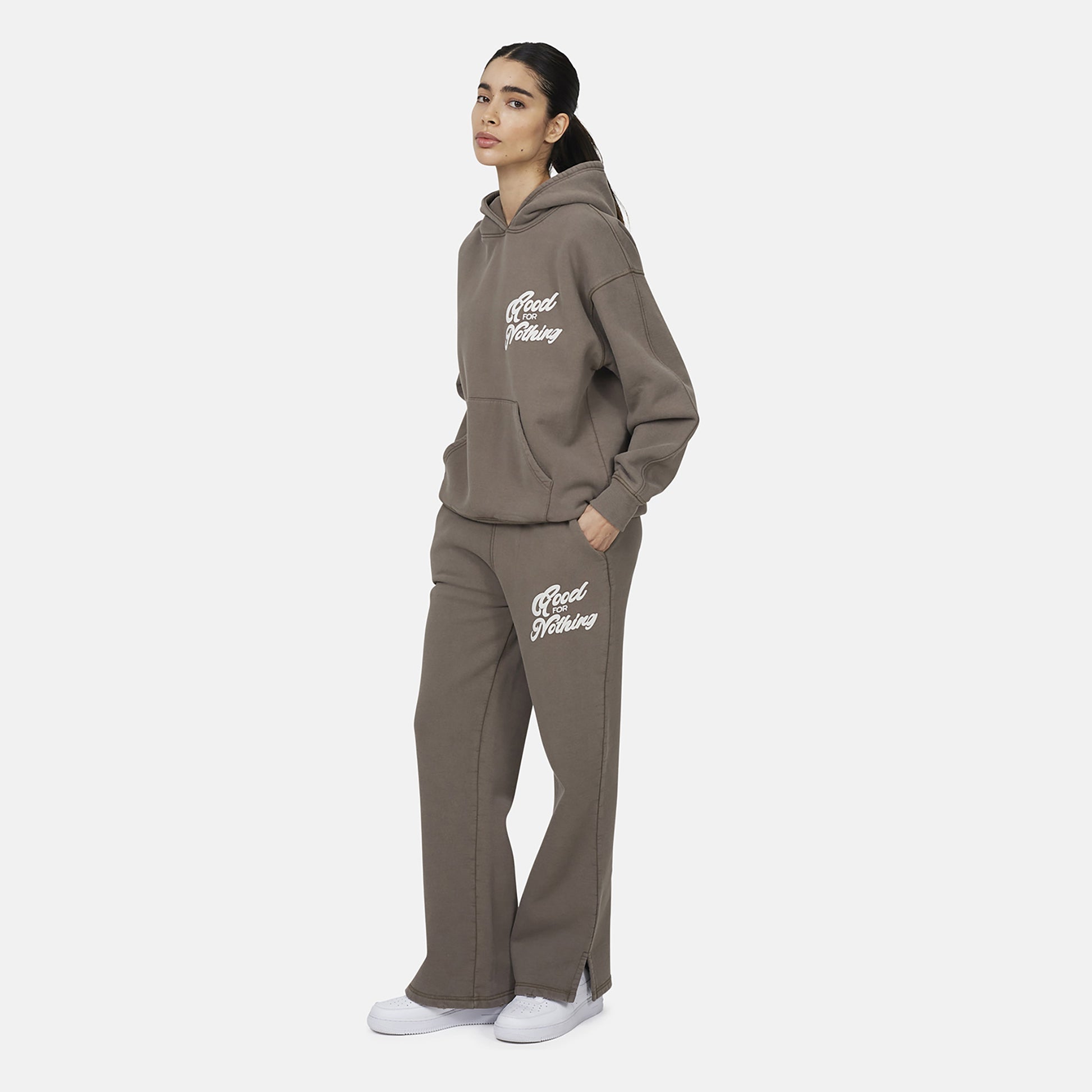 Good For Nothing Taupe Relaxed Hoodie - Taupe Image 5