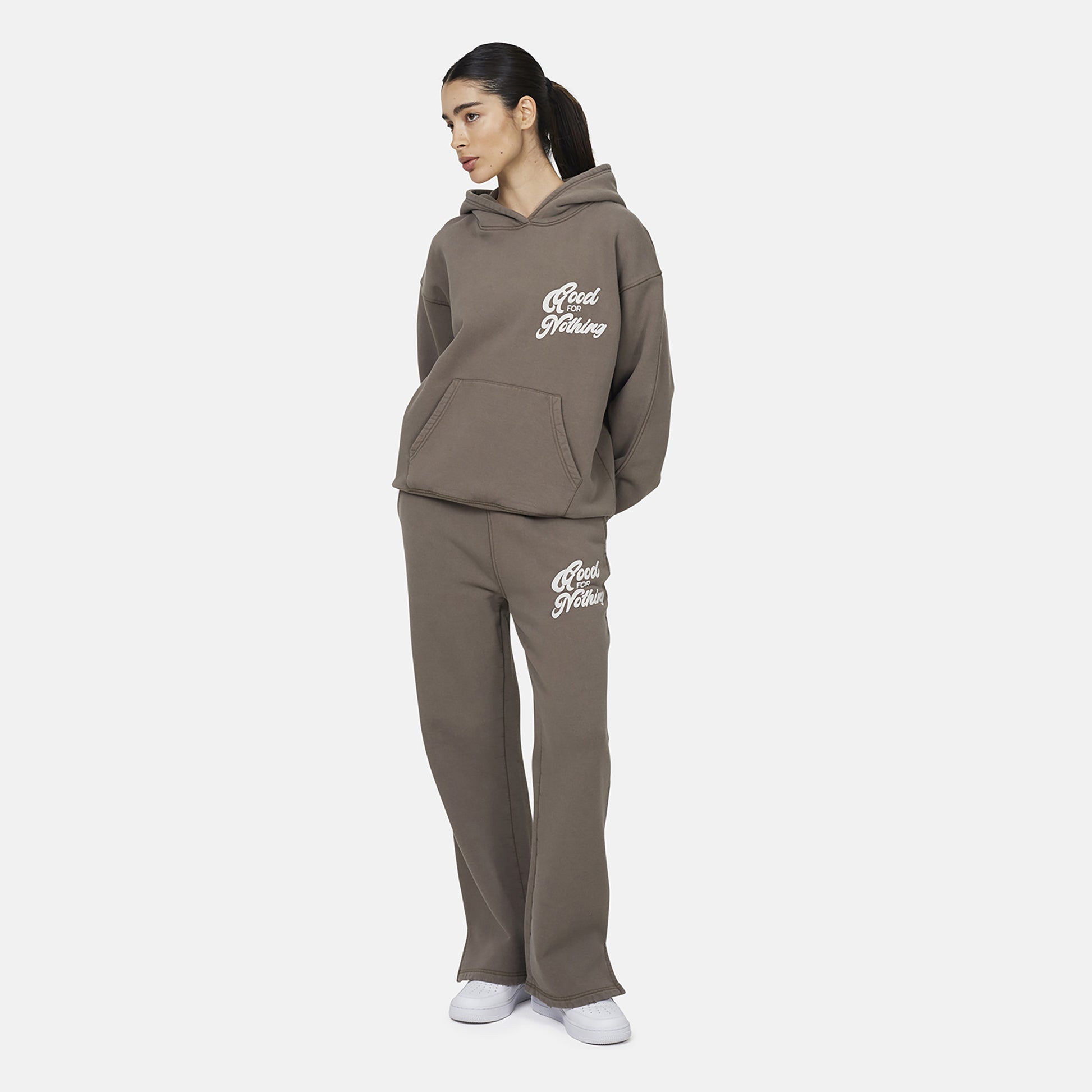 Good For Nothing Taupe Relaxed Hoodie - Taupe Image 4