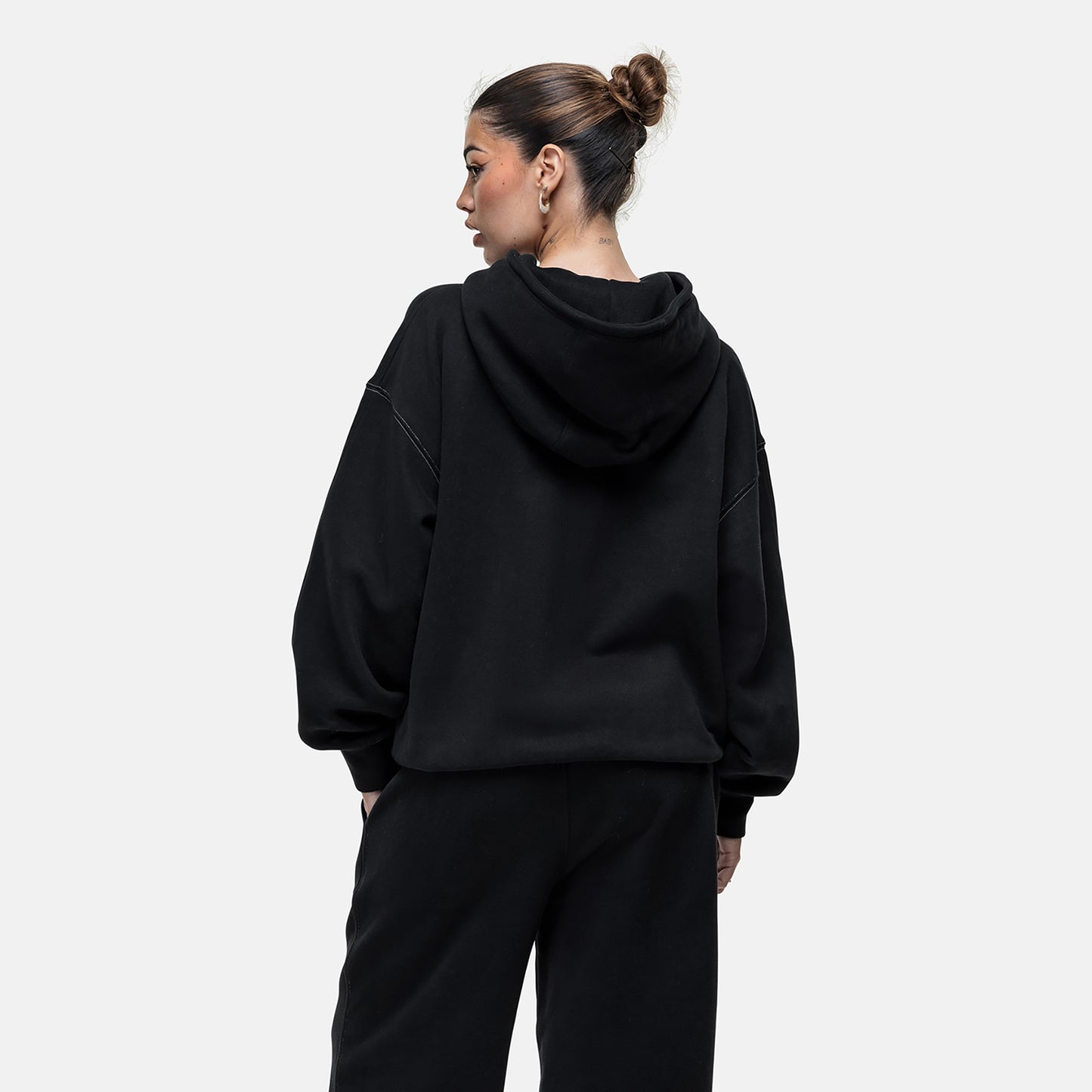 Good For Nothing Black Oversized Zip Through Hoodie - Black Image 2
