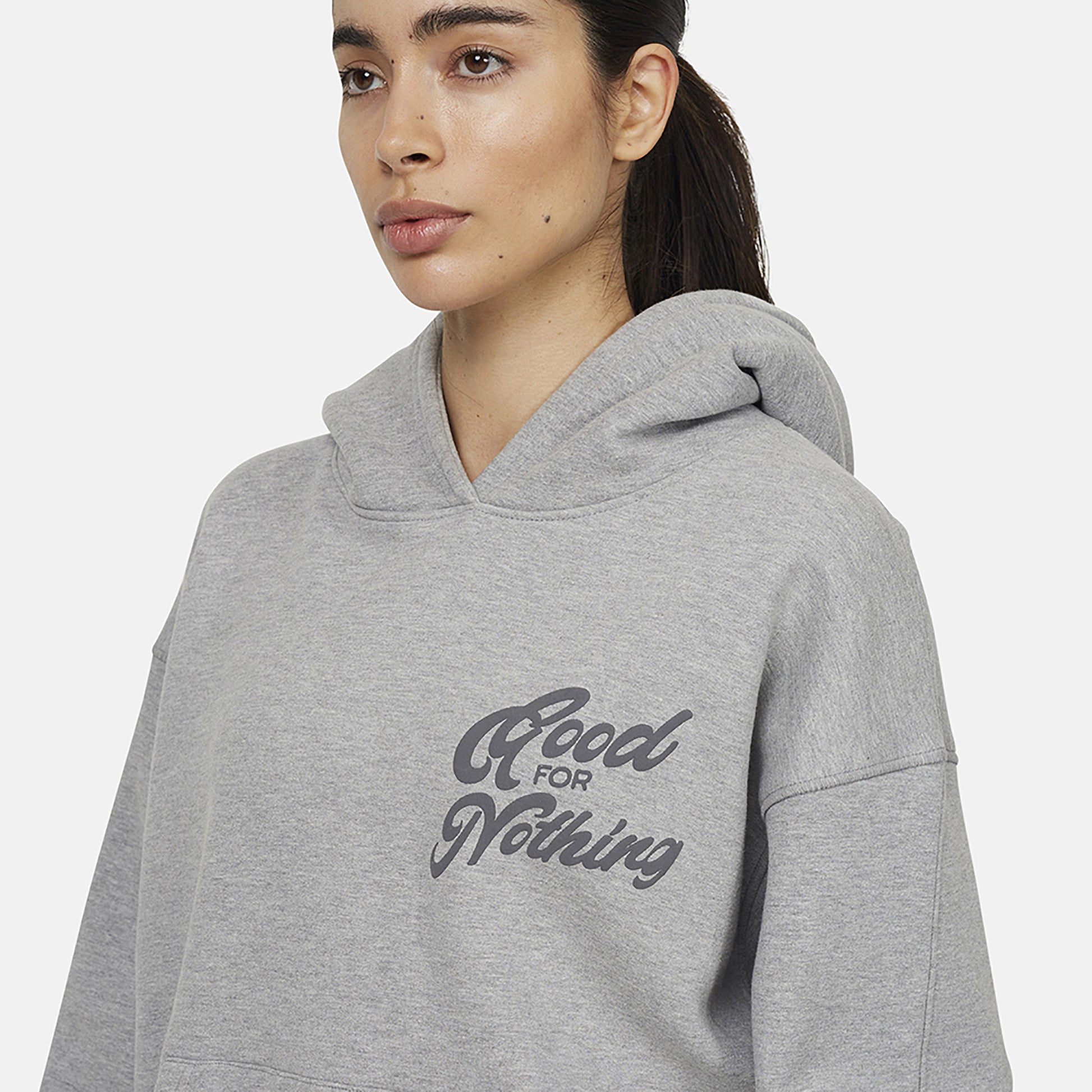 Good For Nothing Grey Relaxed Hoodie - Grey Image 2