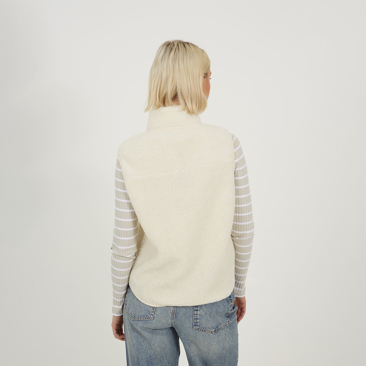 Brave Soul Cream Zip Through Fleece Gilet - Cream Image 2