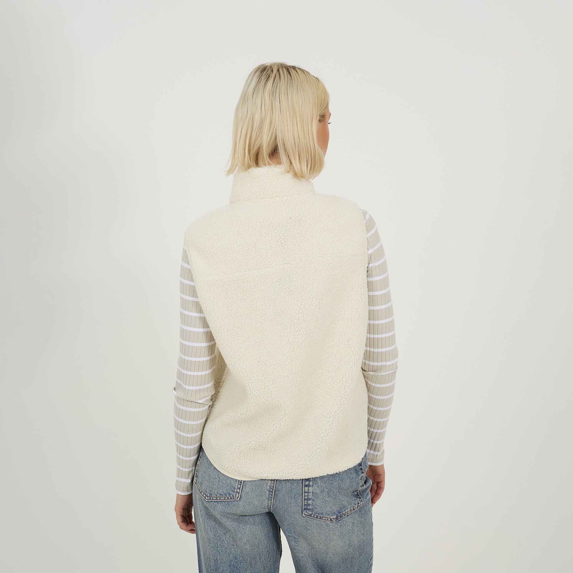 Brave Soul Cream Zip Through Fleece Gilet - Cream Image 2
