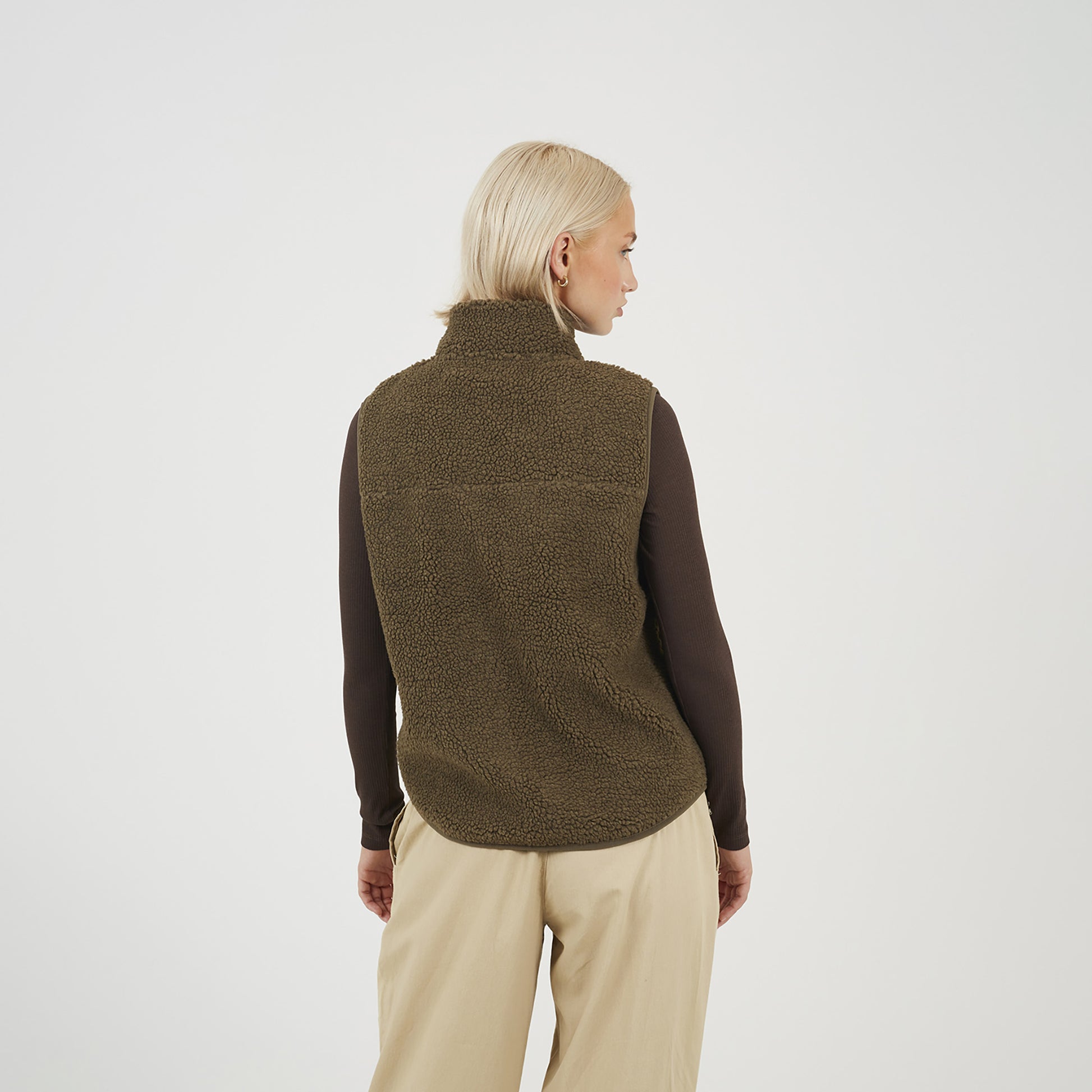 Brave Soul Taupe Zip Through Fleece Gilet - Taupe Image 2