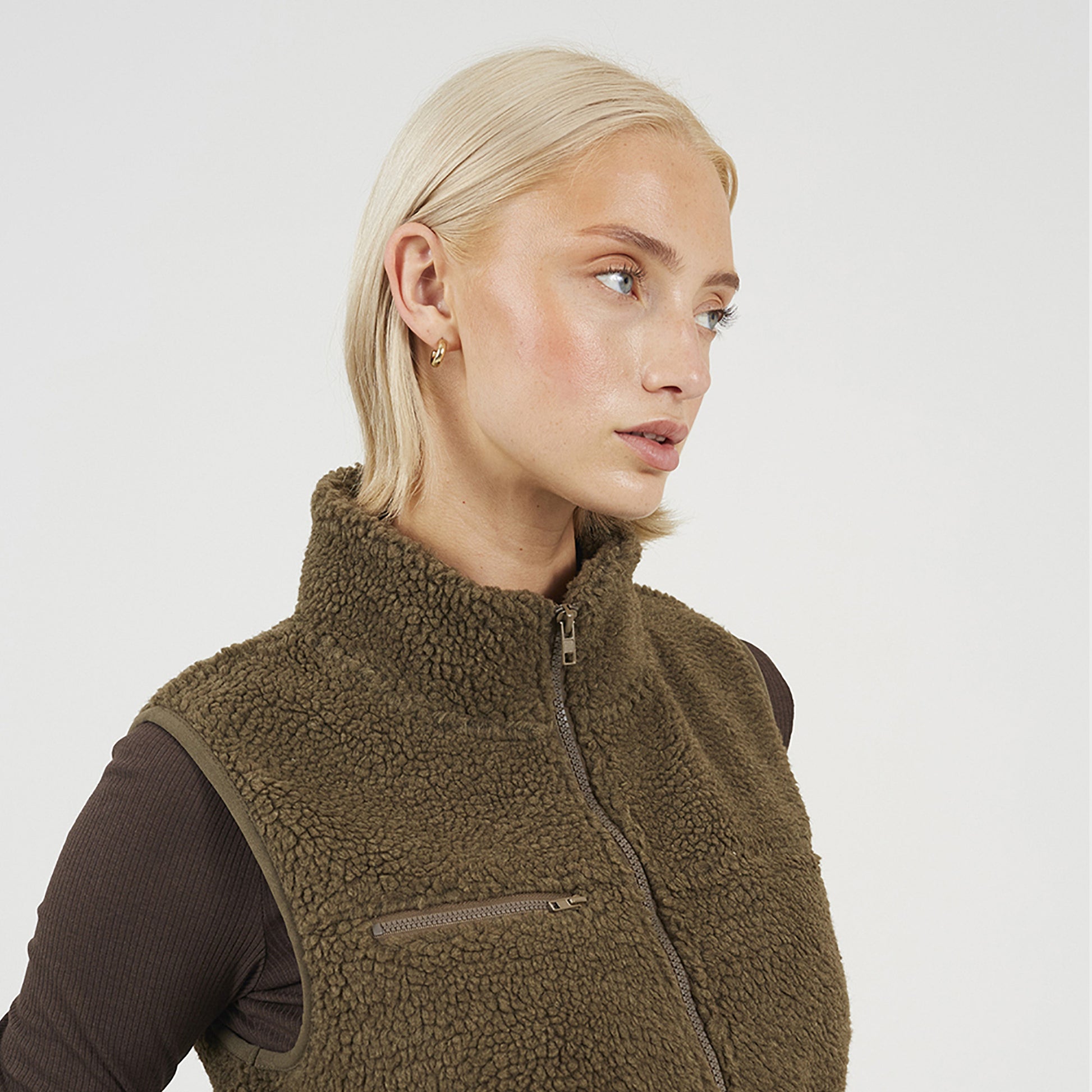 Brave Soul Taupe Zip Through Fleece Gilet - Taupe Image 4