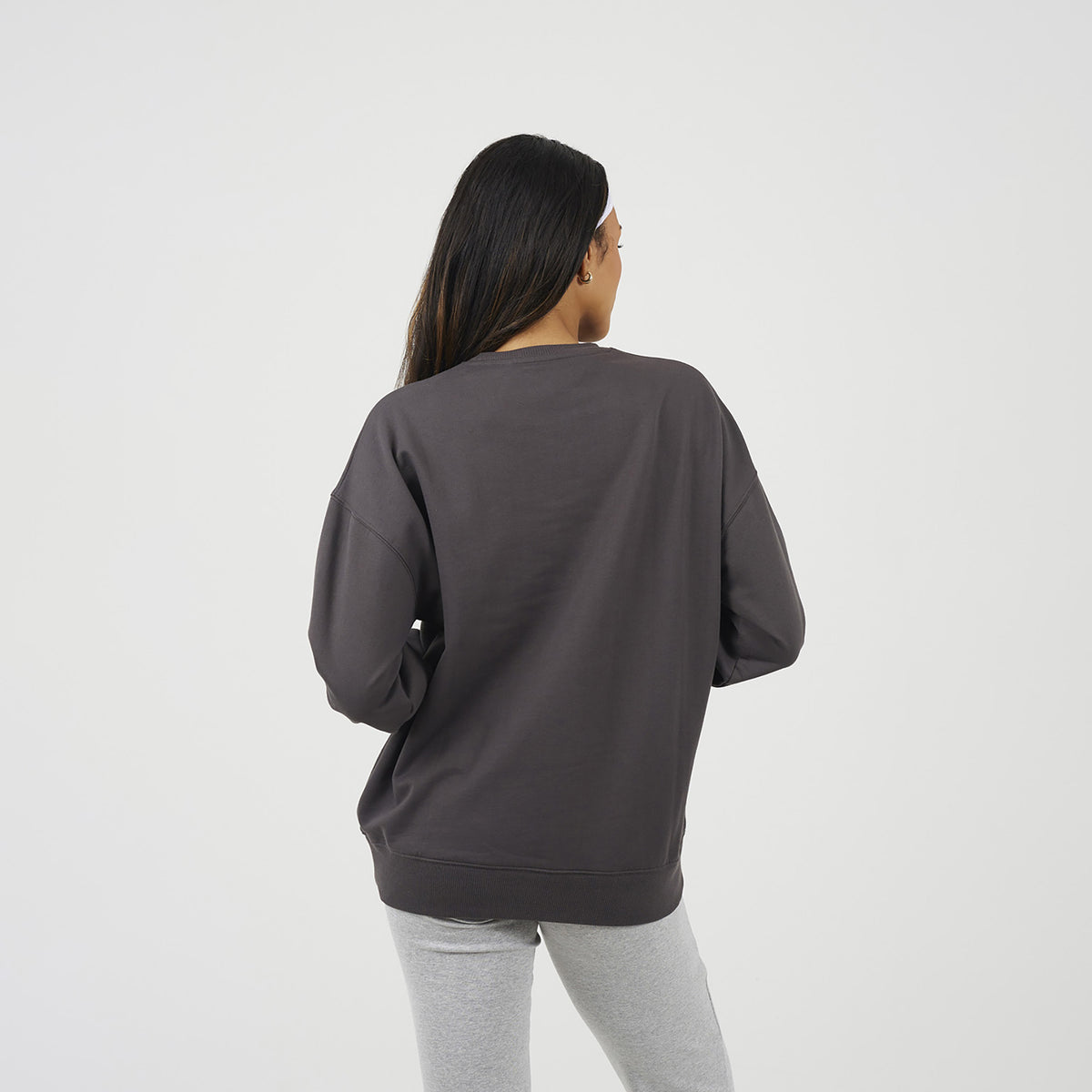 Brave Soul Charcoal Crew Neck Embroidered Sweatshirt - Charcoal Image 2