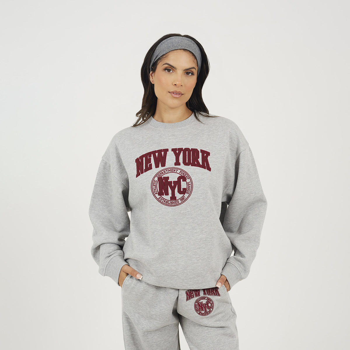 Brave Soul Grey Crew Neck Embroidered Sweatshirt - Grey Image 1