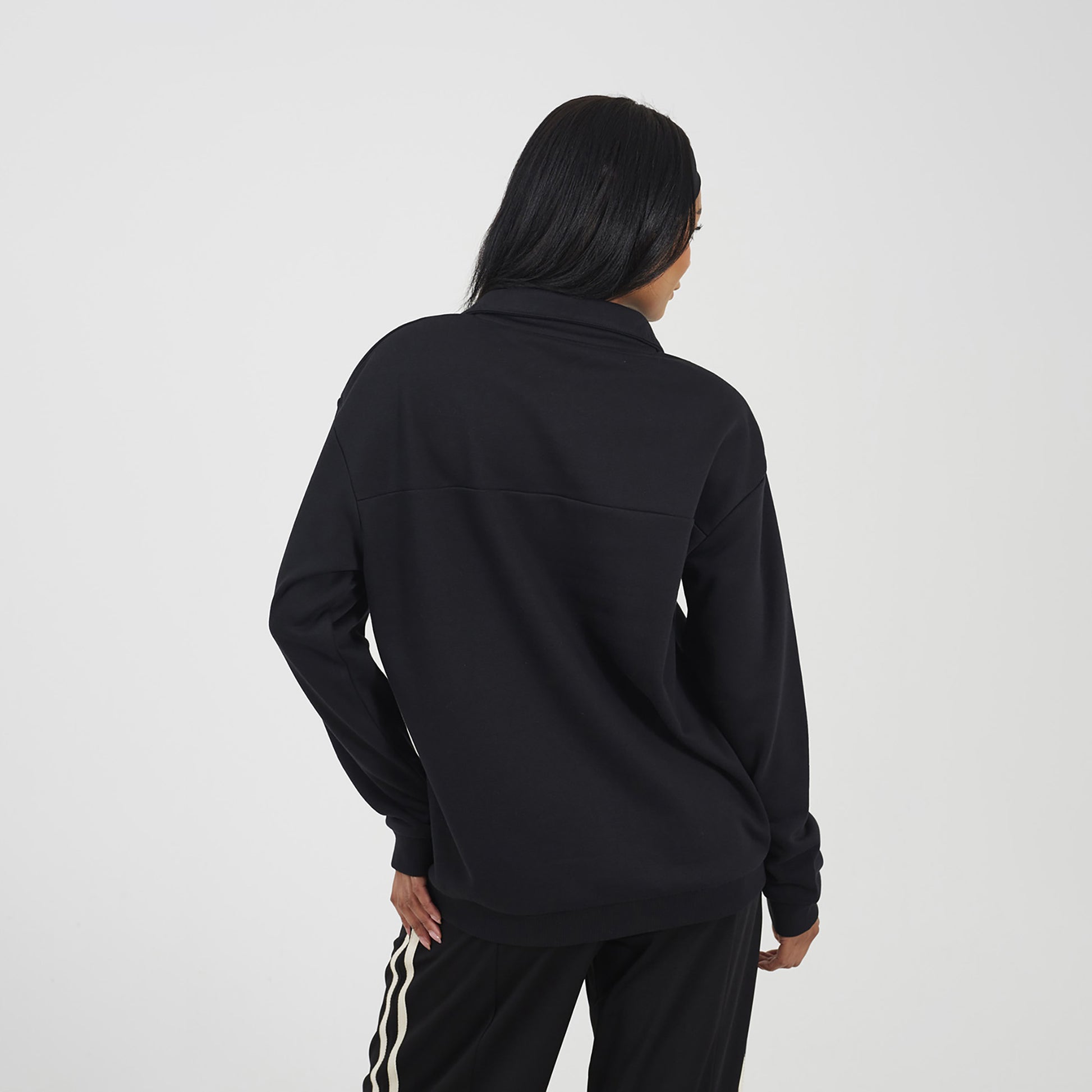 Brave Soul Black Funnel Neck Quarter Zip Sweatshirt With Embroidery - Black Image 2