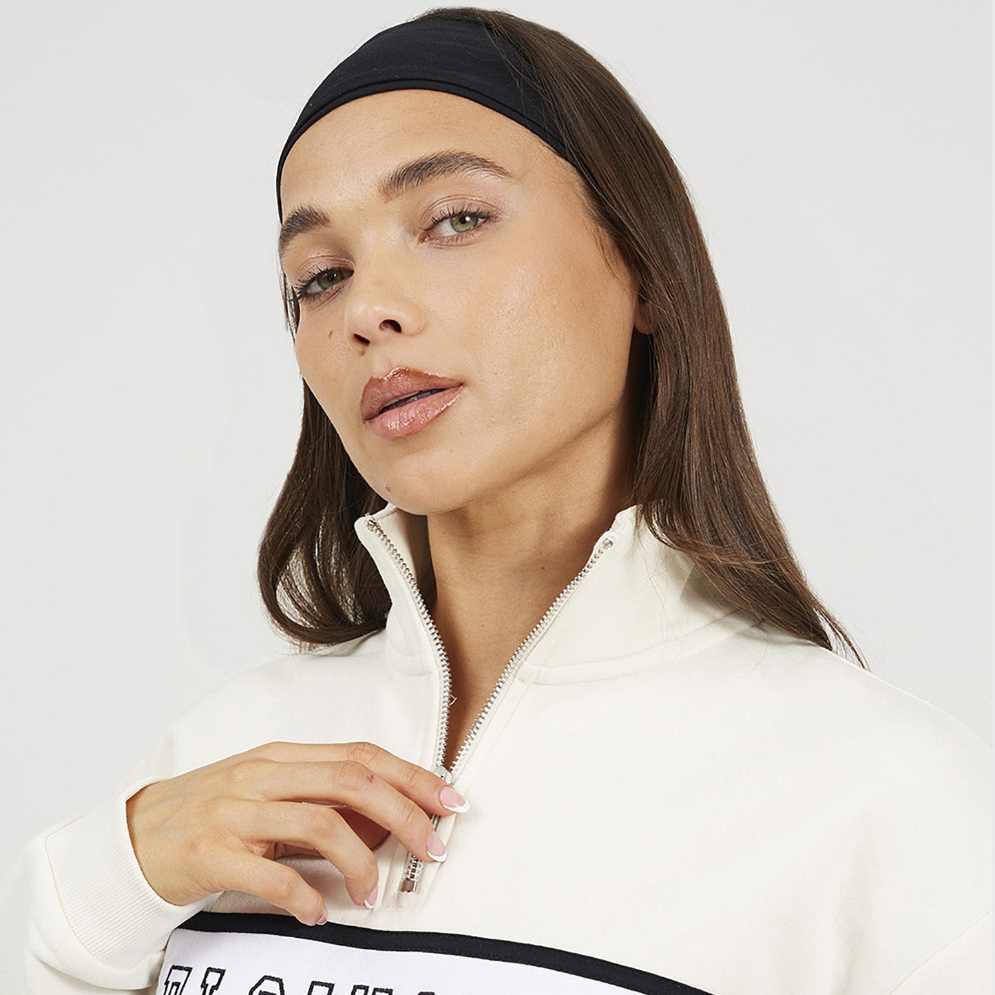 Brave Soul Cream Funnel Neck Quarter Zip Sweatshirt With Embroidery - Cream Image 4