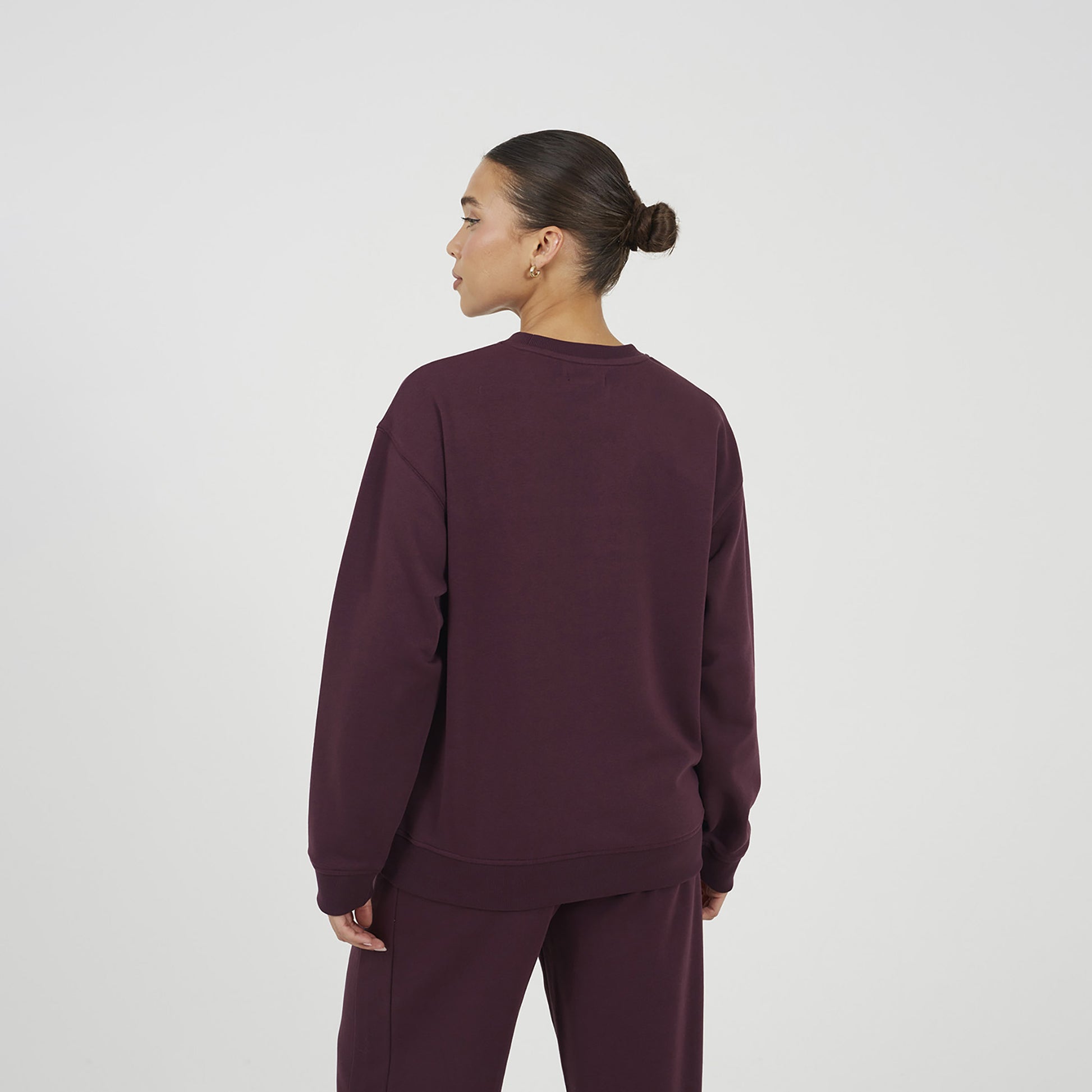 Brave Soul Burgundy Contrast Stripe Panel Crew Neck Sweatshirt - Burgundy Image 2