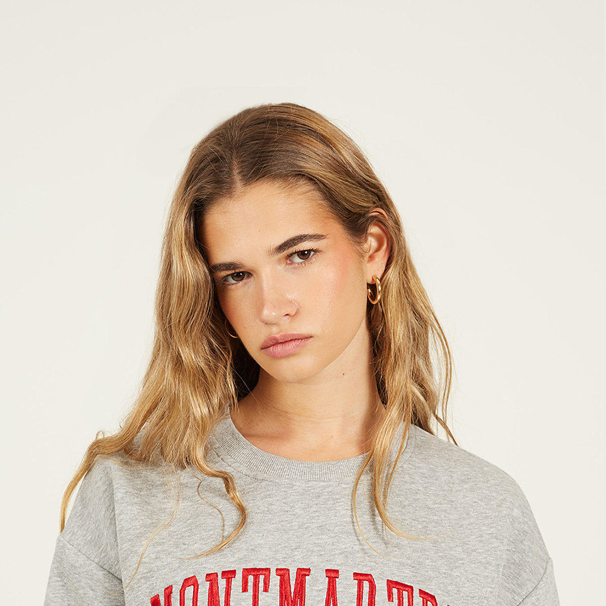 Brave Soul Grey Crew Neck Embroidered Sweatshirt - Grey Image 4