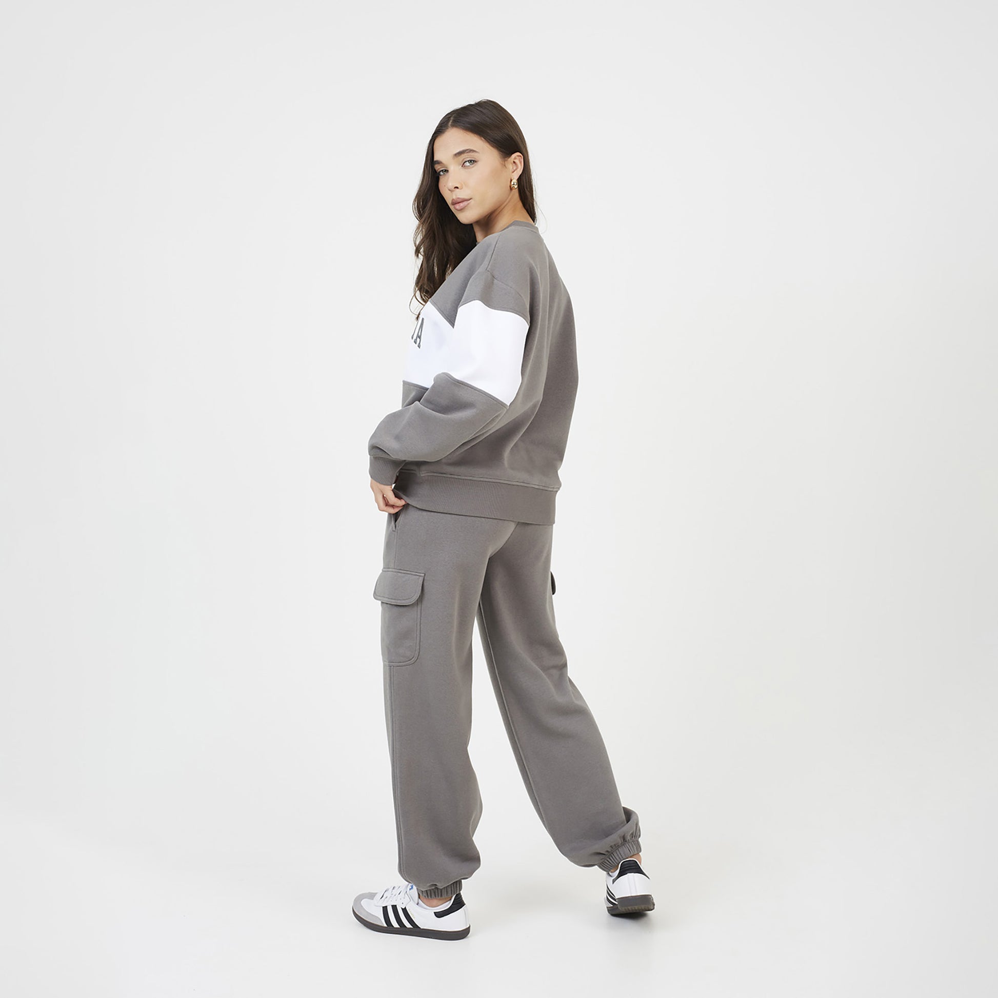 Brave Soul Grey Contrast Stripe Panel Crew Neck Sweatshirt - Grey Image 2