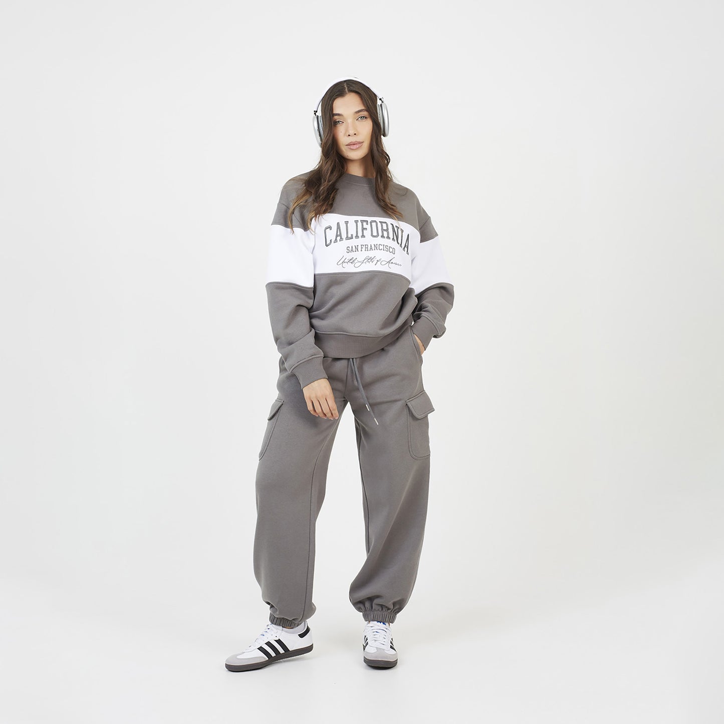 Brave Soul Grey Contrast Stripe Panel Crew Neck Sweatshirt - Grey Image 3