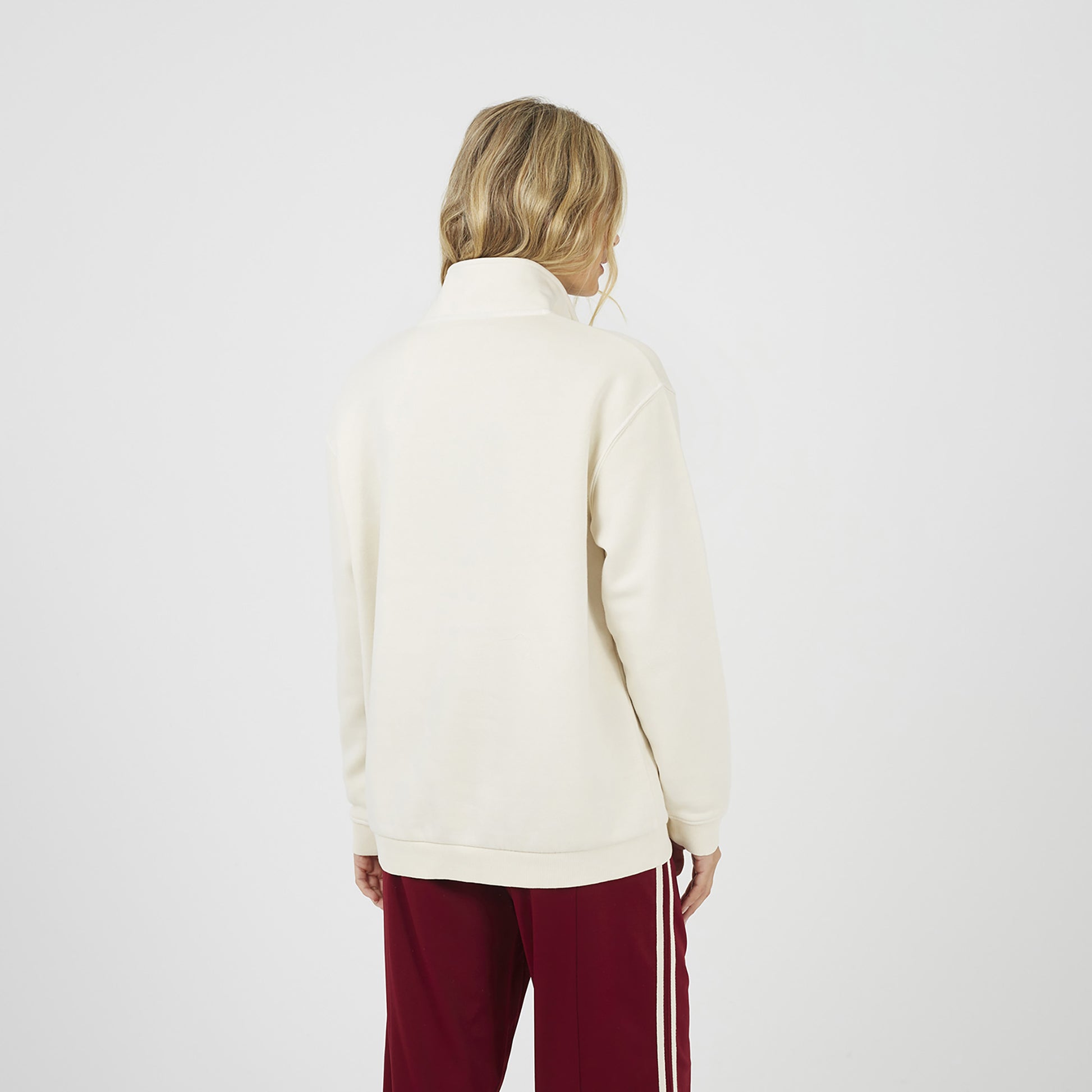 Brave Soul Cream Quarter Zip Funnel Neck Sweatshirt - Cream Image 2