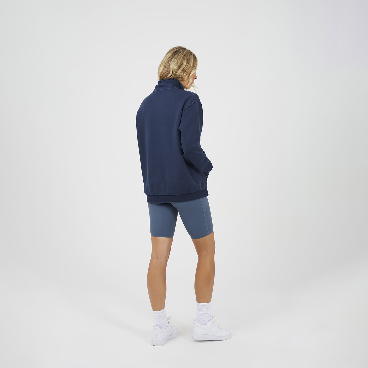Brave Soul Navy Quarter Zip Funnel Neck Sweatshirt - Navy Image 2