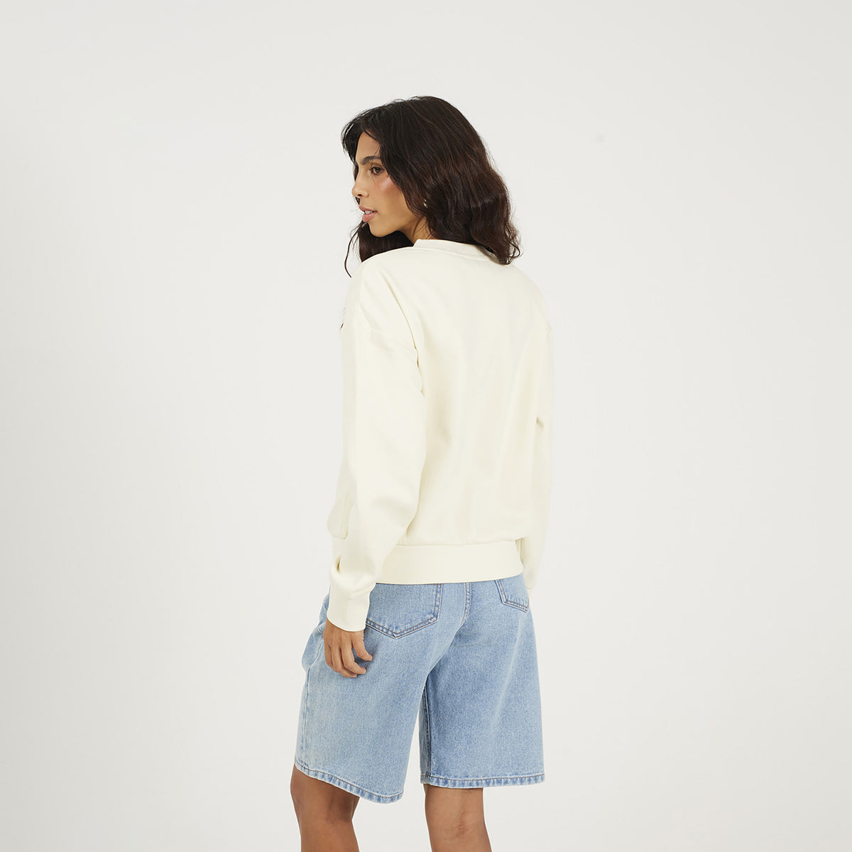 Brave Soul Cream Crew Neck Embroidered Sweatshirt - Cream Image 2