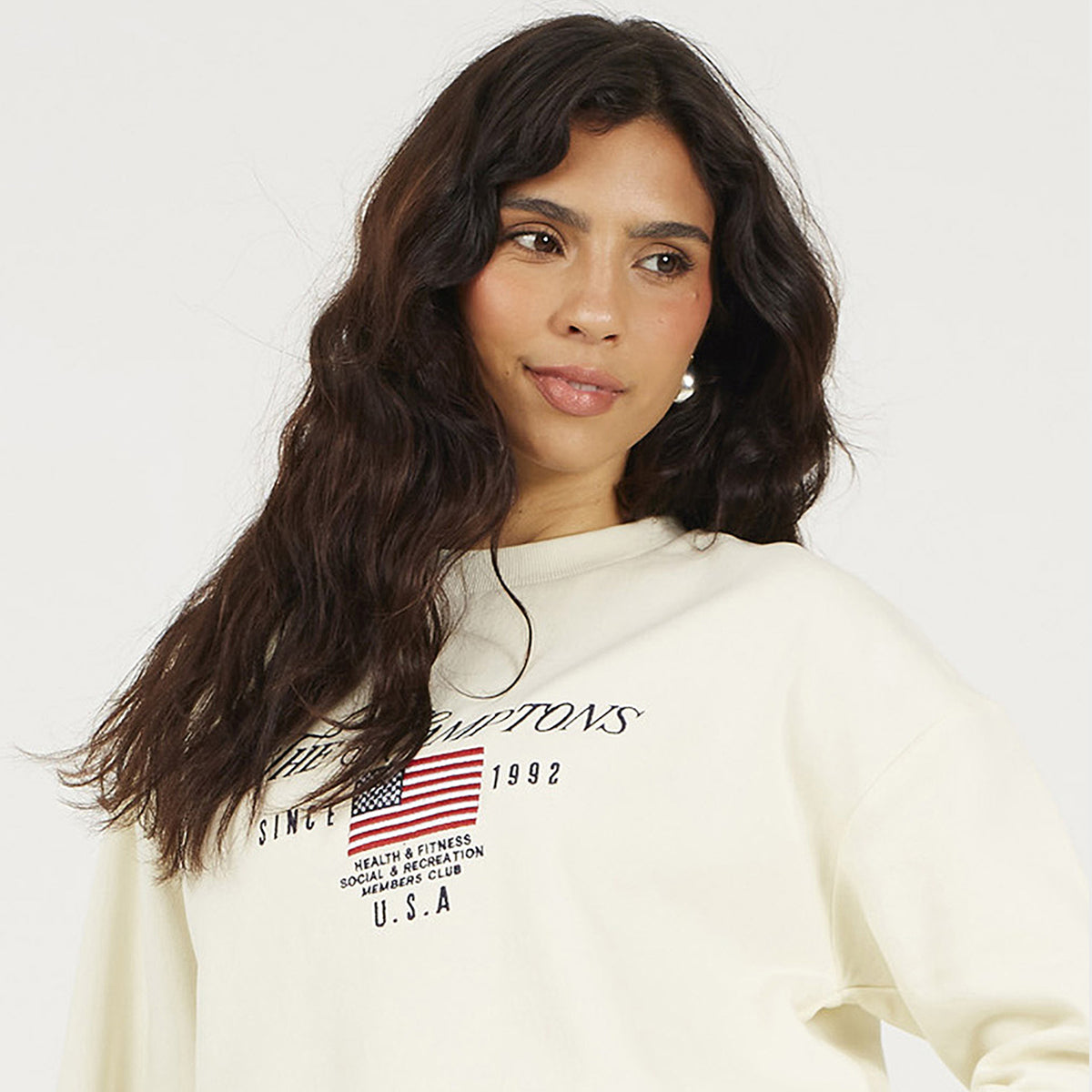 Brave Soul Cream Crew Neck Embroidered Sweatshirt - Cream Image 4