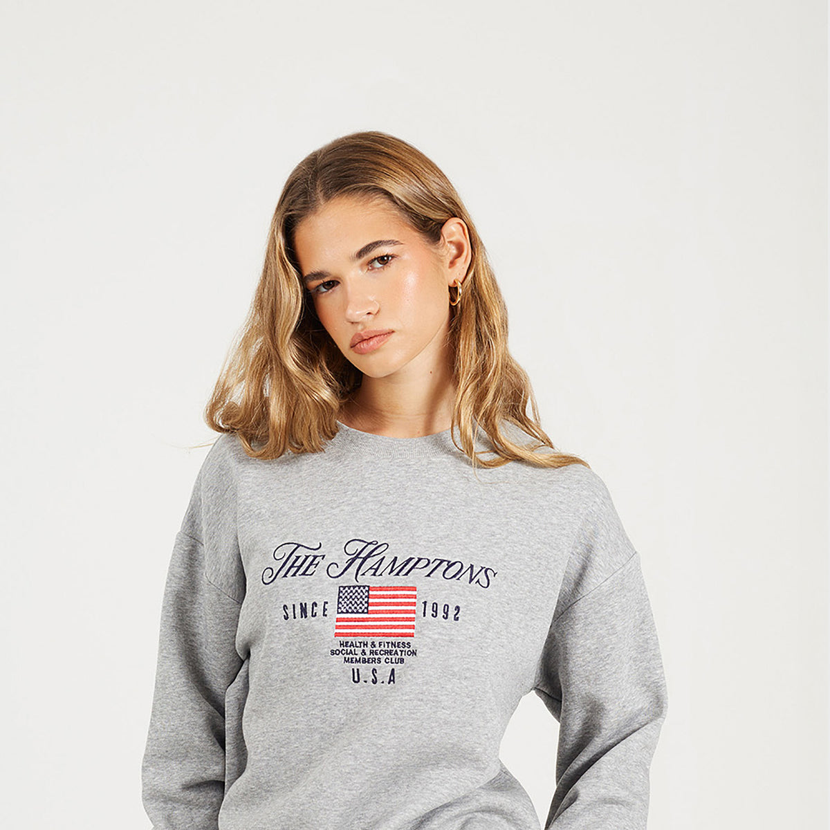 Brave Soul Grey Crew Neck Embroidered Sweatshirt - Grey Image 1