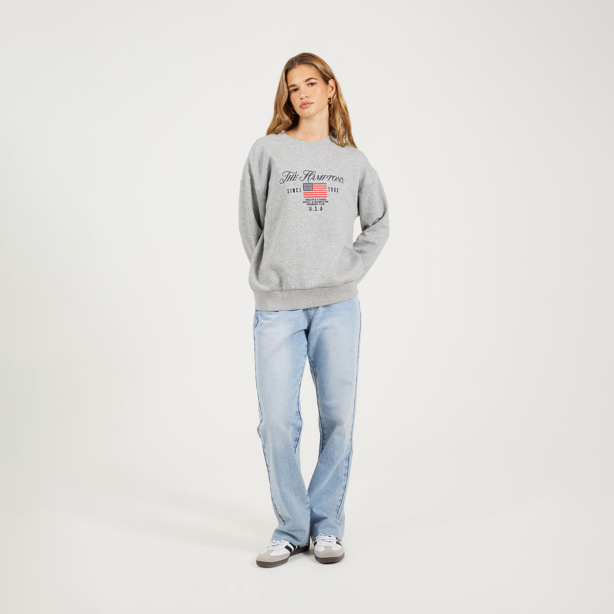 Brave Soul Grey Crew Neck Embroidered Sweatshirt - Grey Image 3
