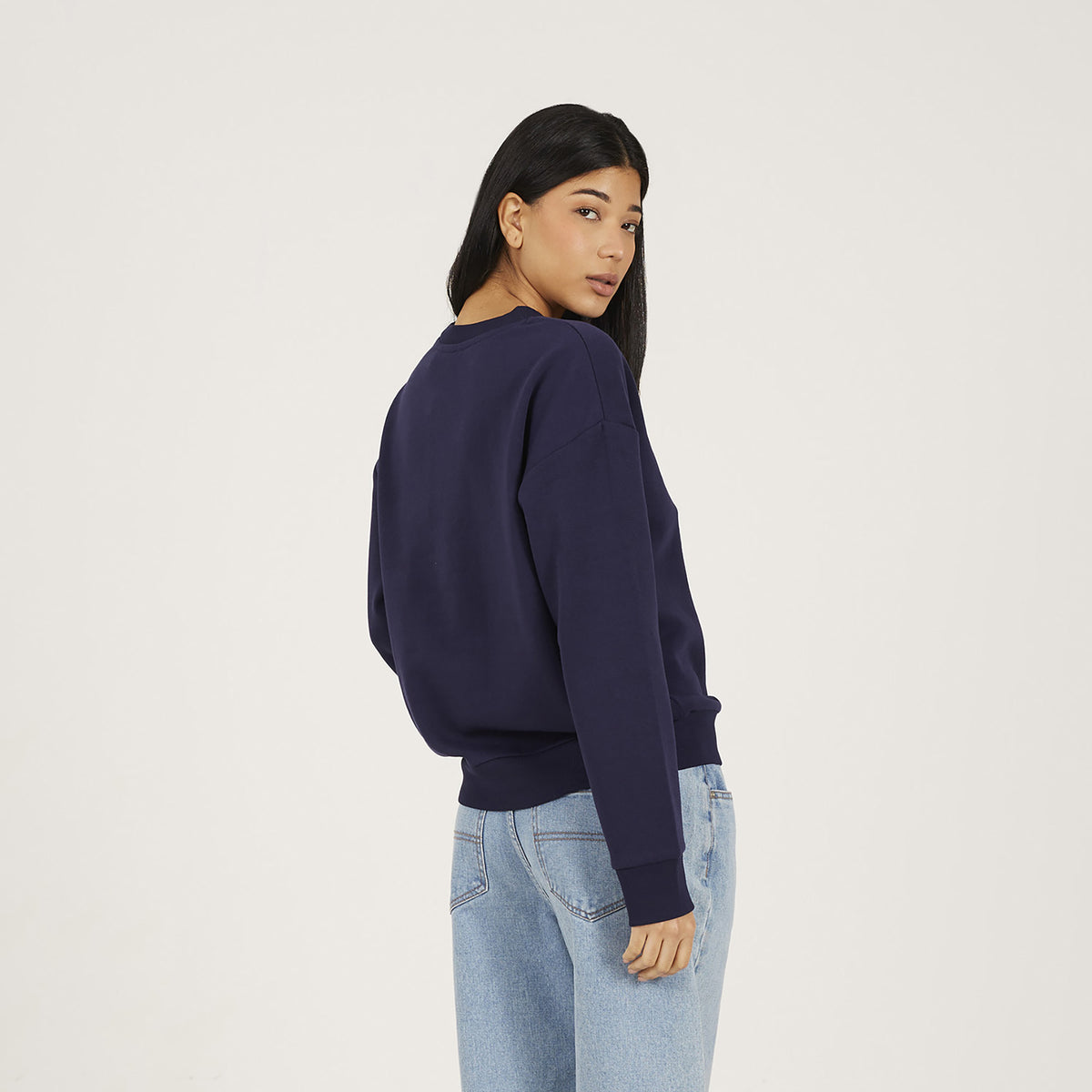 Brave Soul Navy Crew Neck Embroidered Sweatshirt - Navy Image 2