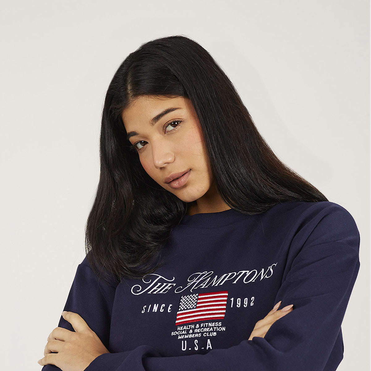 Brave Soul Navy Crew Neck Embroidered Sweatshirt - Navy Image 4