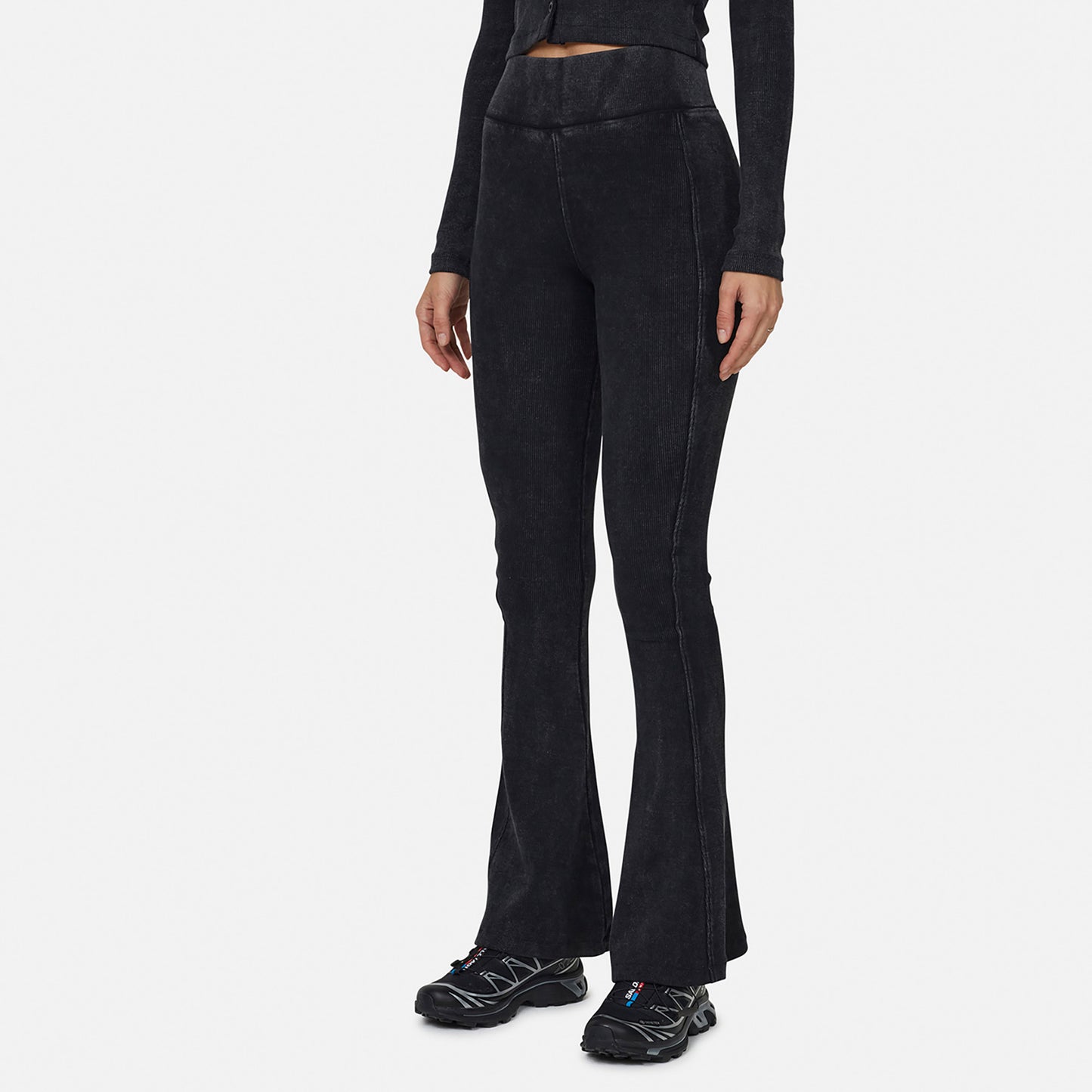 Good For Nothing Black Flared Ribbed Leggings - Black Image 3