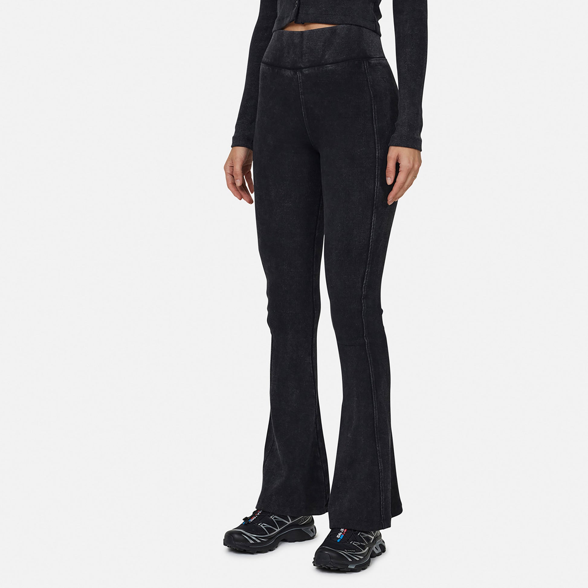 Good For Nothing Black Flared Ribbed Leggings - Black Image 3