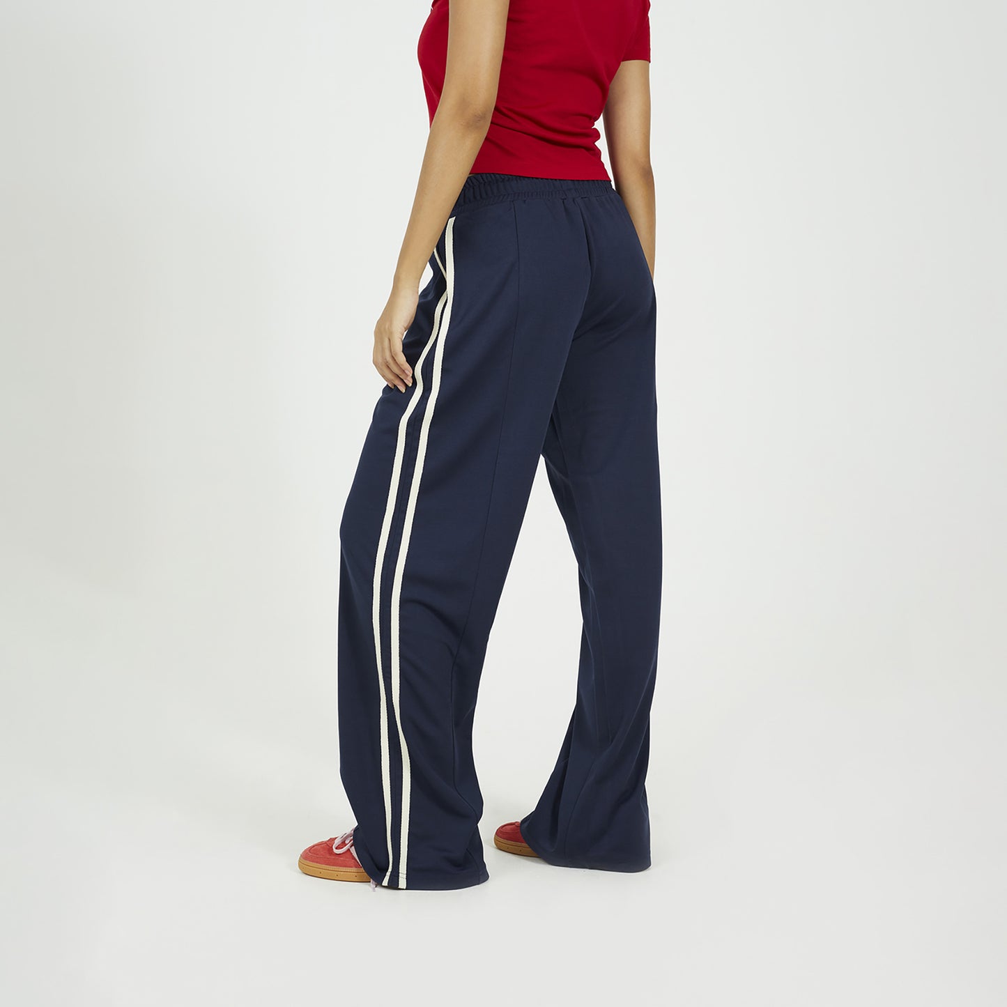 Brave Soul Navy Side Stripe Wide Leg Joggers - Navy Image 2