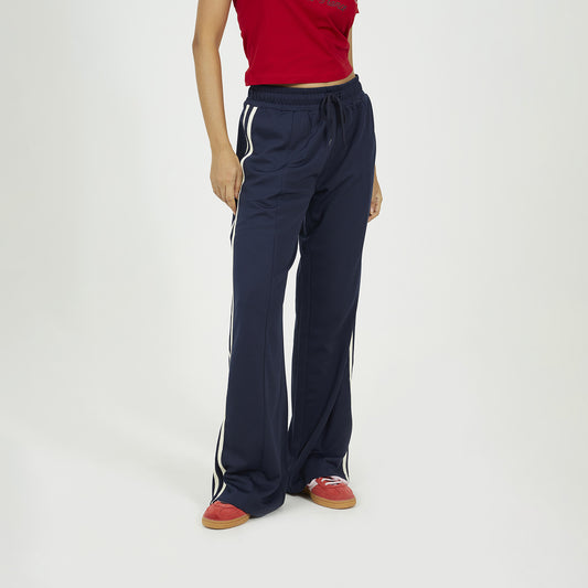 Brave Soul Navy Side Stripe Wide Leg Joggers - Navy Image 1