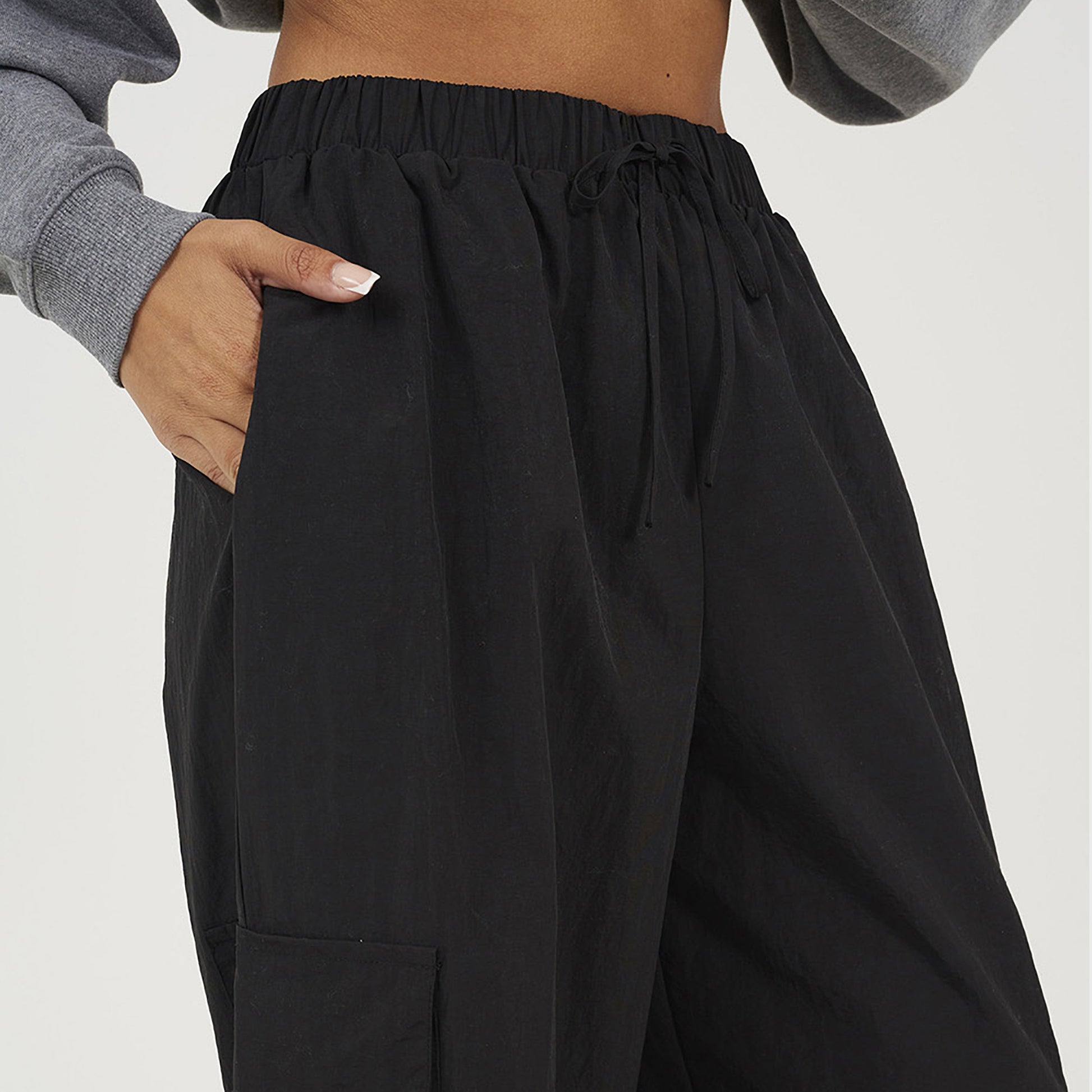 Brave Soul Black Baggy Cargo Trousers With Pocket Details - Black Image 4