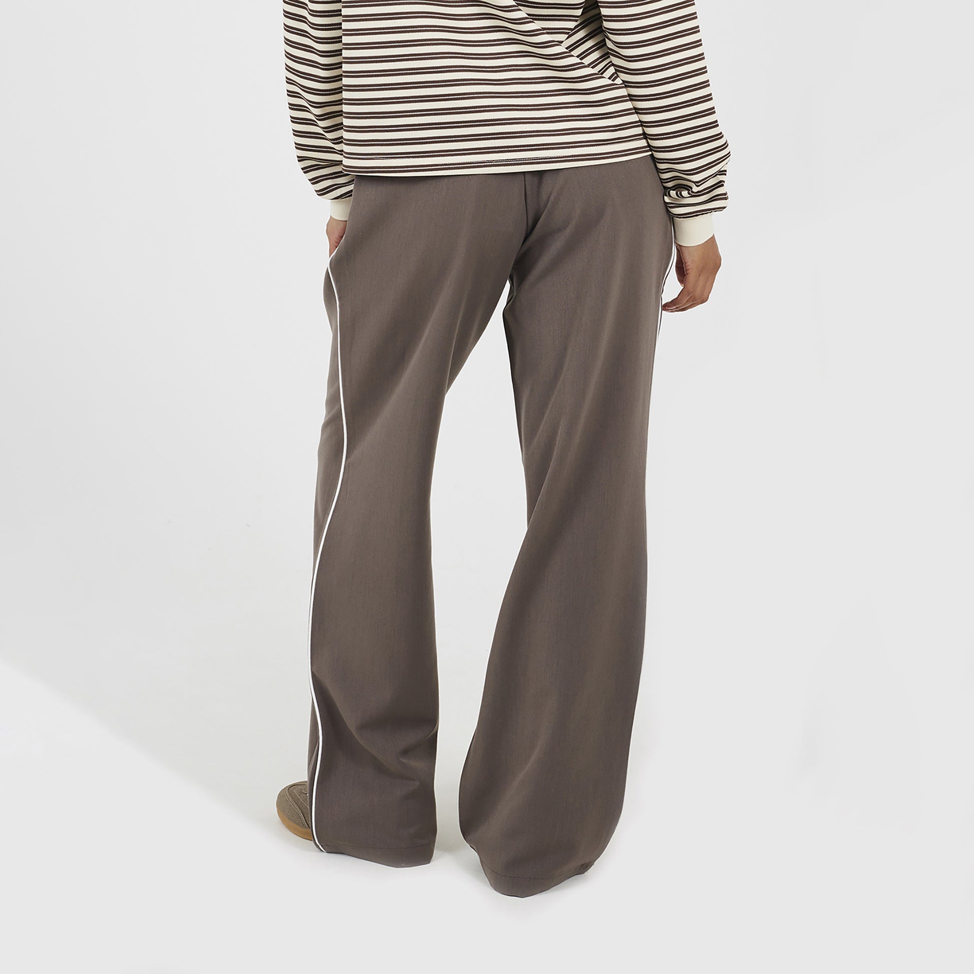 Brave Soul Chocolate Contrast Waistband Tailored Trousers - Chocolate Image 2