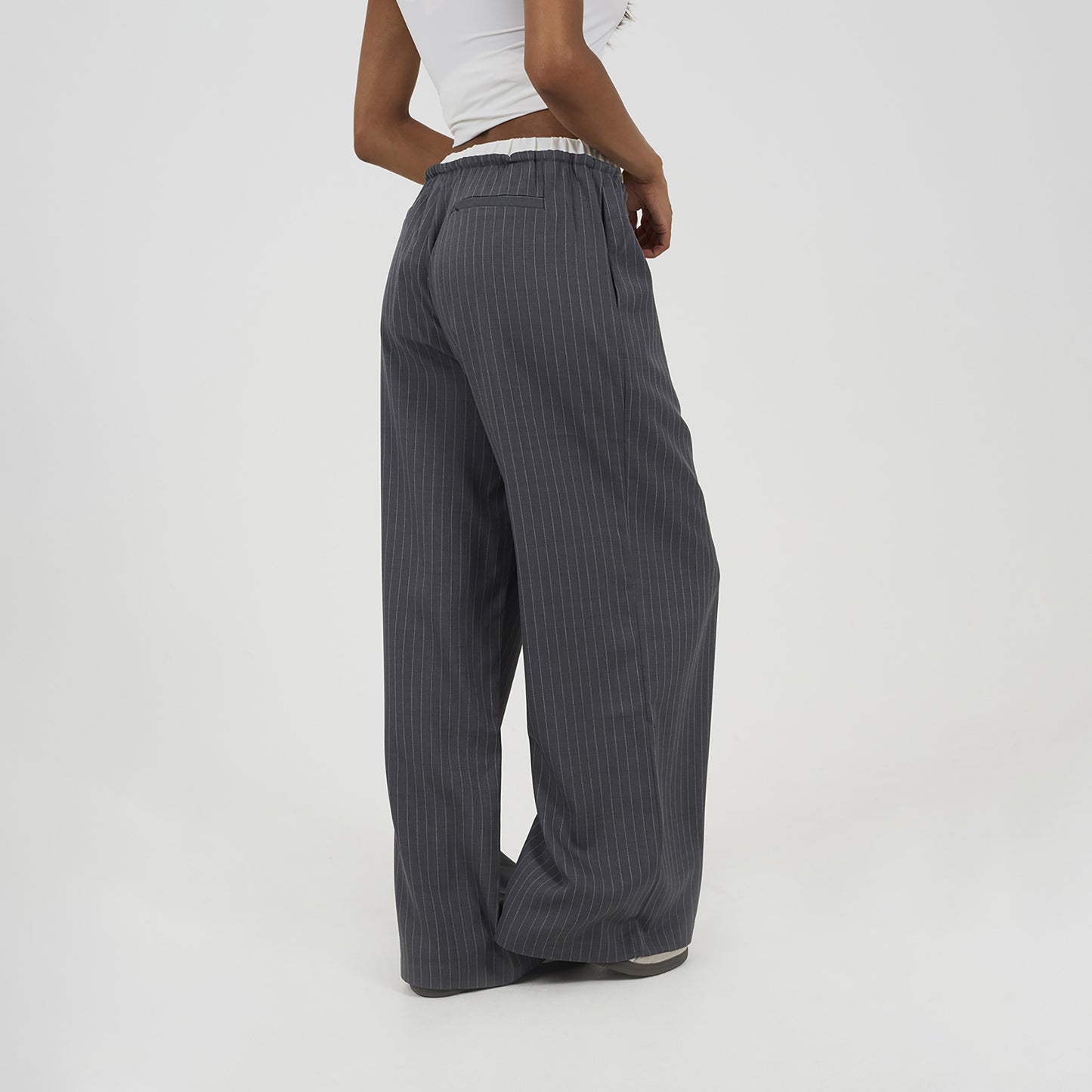 Brave Soul Grey Contrast Waistband Tailored Trousers - Grey Image 2