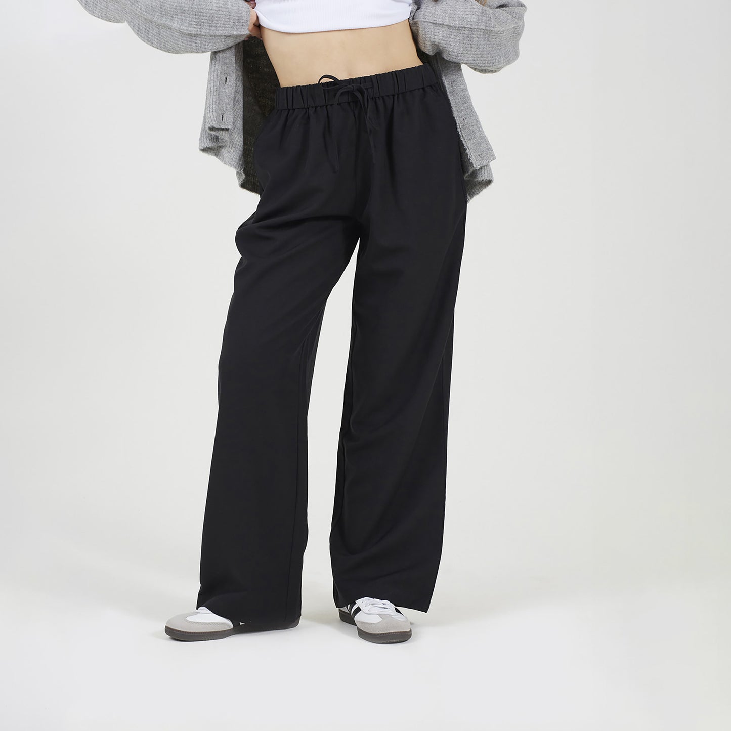 Brave Soul Black High Waisted Wide Leg Trousers - Black Image 1