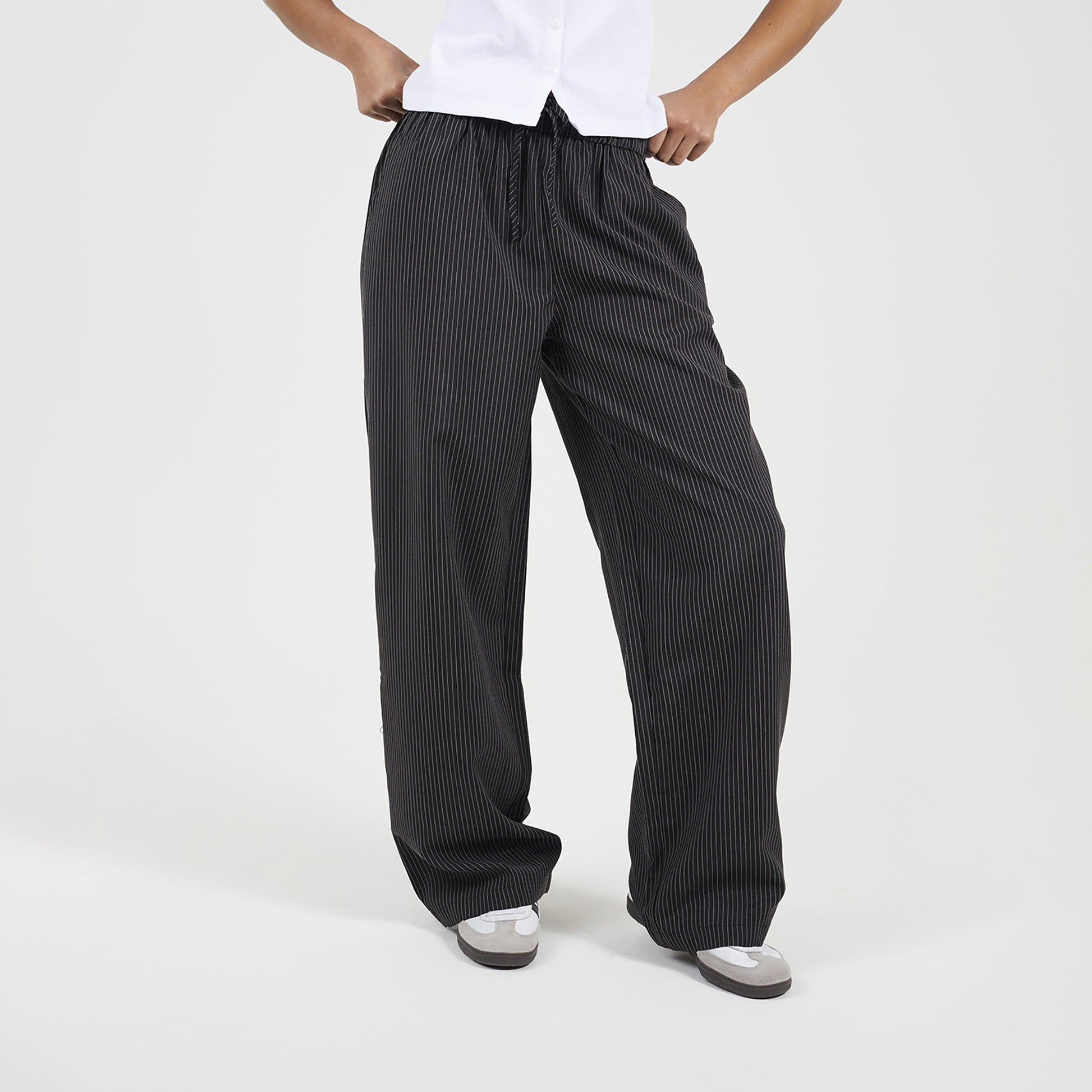 Brave Soul Black Stripe Straight Leg Suit Trousers - Black Image 1