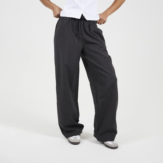 Brave Soul Black Stripe Straight Leg Suit Trousers - Black Image 1