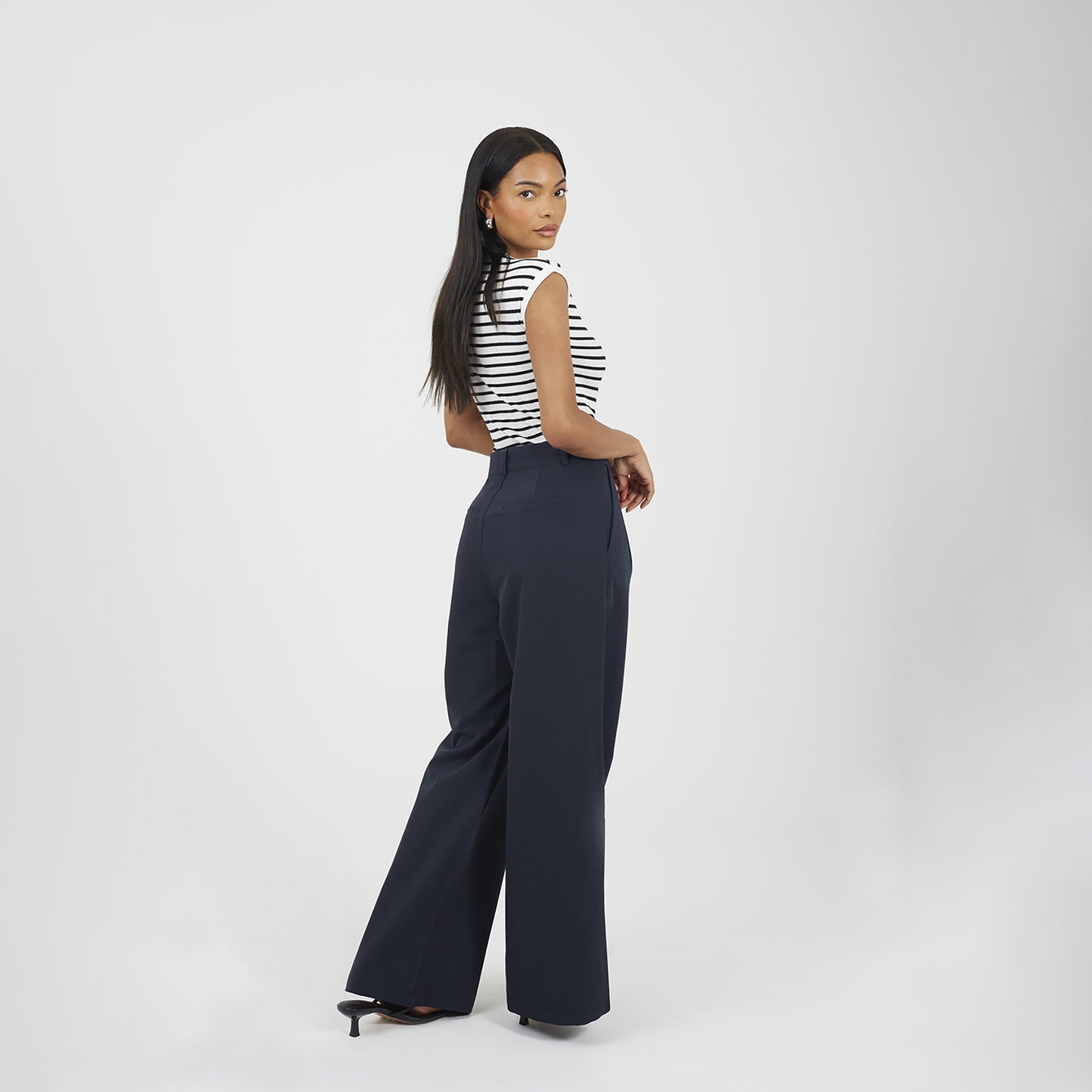 Brave Soul Navy Tailored Straight Leg Trousers - Navy Image 2