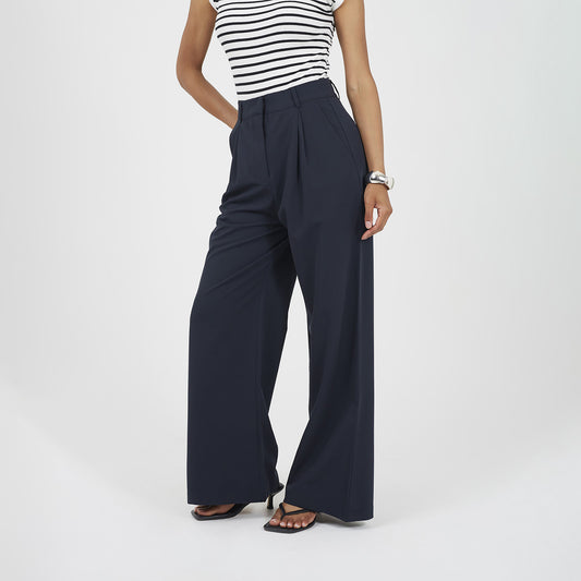 Brave Soul Navy Tailored Straight Leg Trousers - Navy Image 1