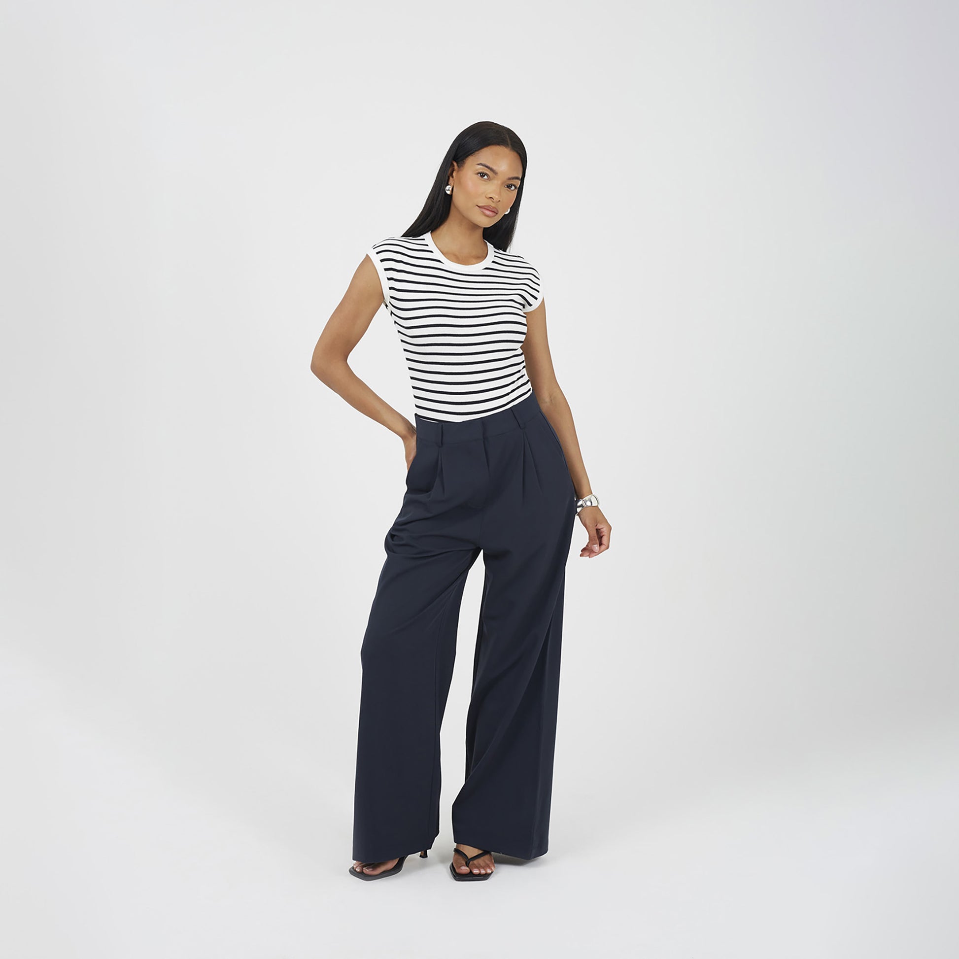 Brave Soul Navy Tailored Straight Leg Trousers - Navy Image 3