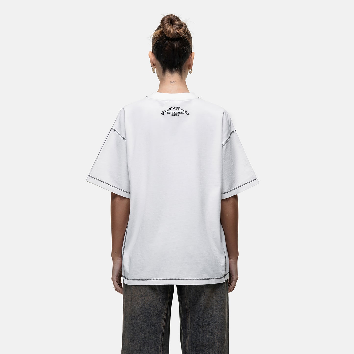 Good For Nothing White Vintage Oversized T-Shirt - White Image 2