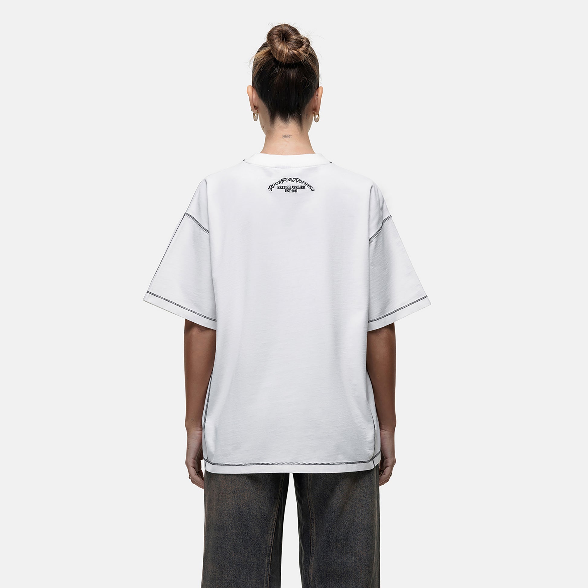 Good For Nothing White Vintage Oversized T-Shirt - White Image 2