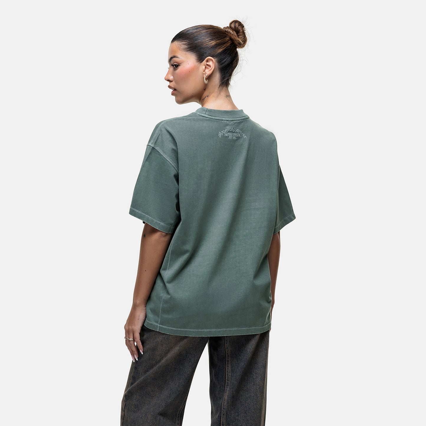 Good For Nothing Green Vintage Oversized T-Shirt - Green Image 2