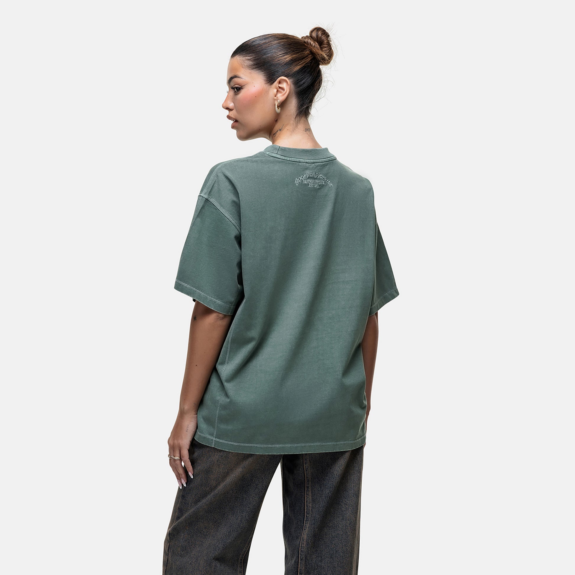 Good For Nothing Green Vintage Oversized T-Shirt - Green Image 2