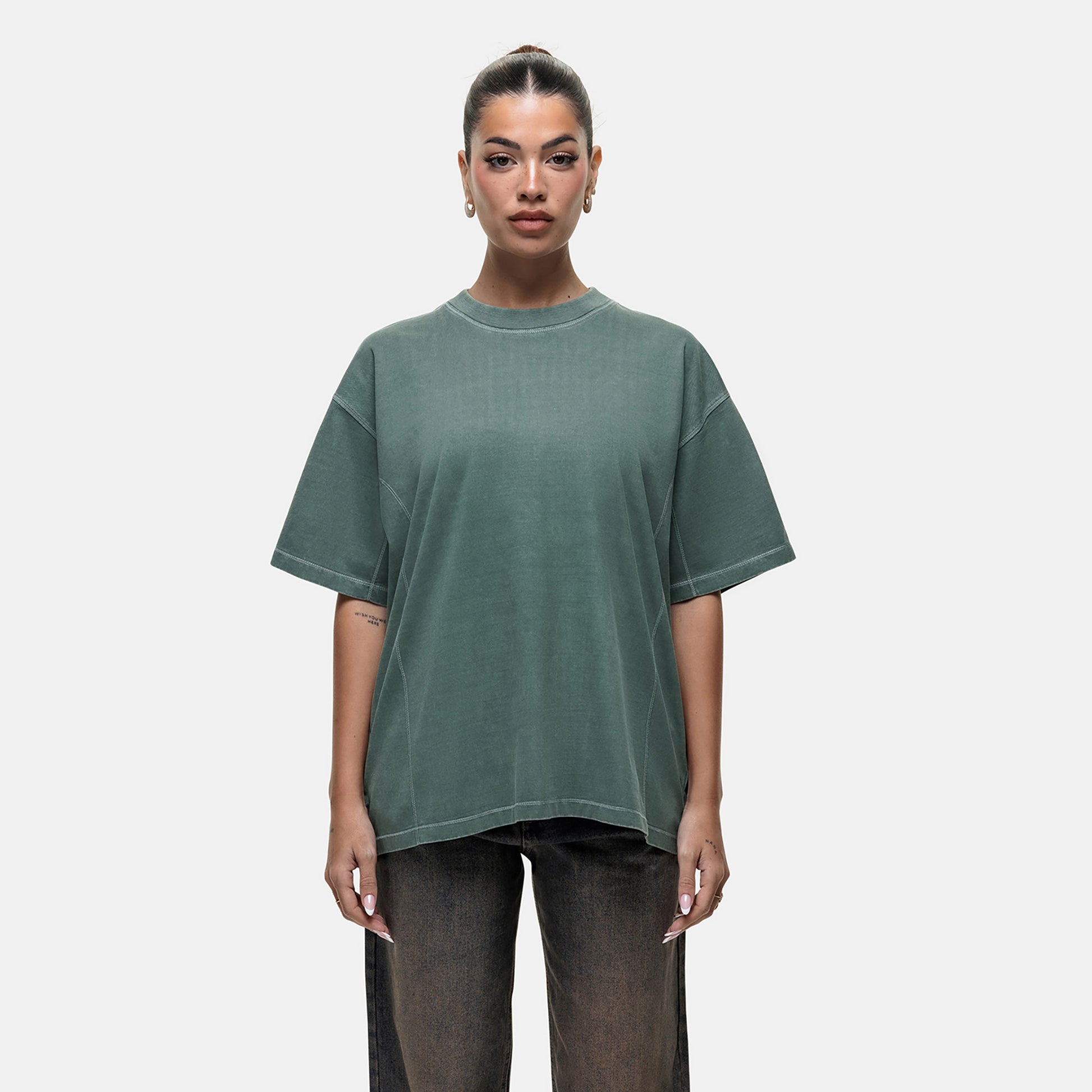 Good For Nothing Green Vintage Oversized T-Shirt - Green Image 1